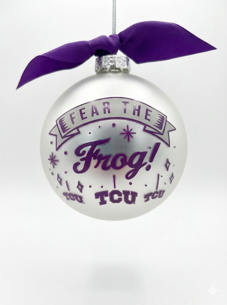 TCU Glass Ball Ornament