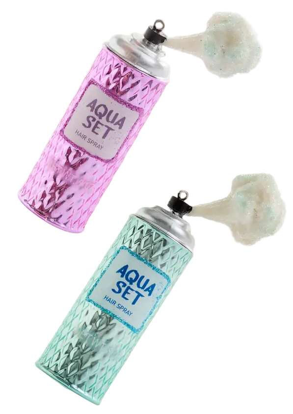 Two 'Aqua Set' hair spray cans on a white background