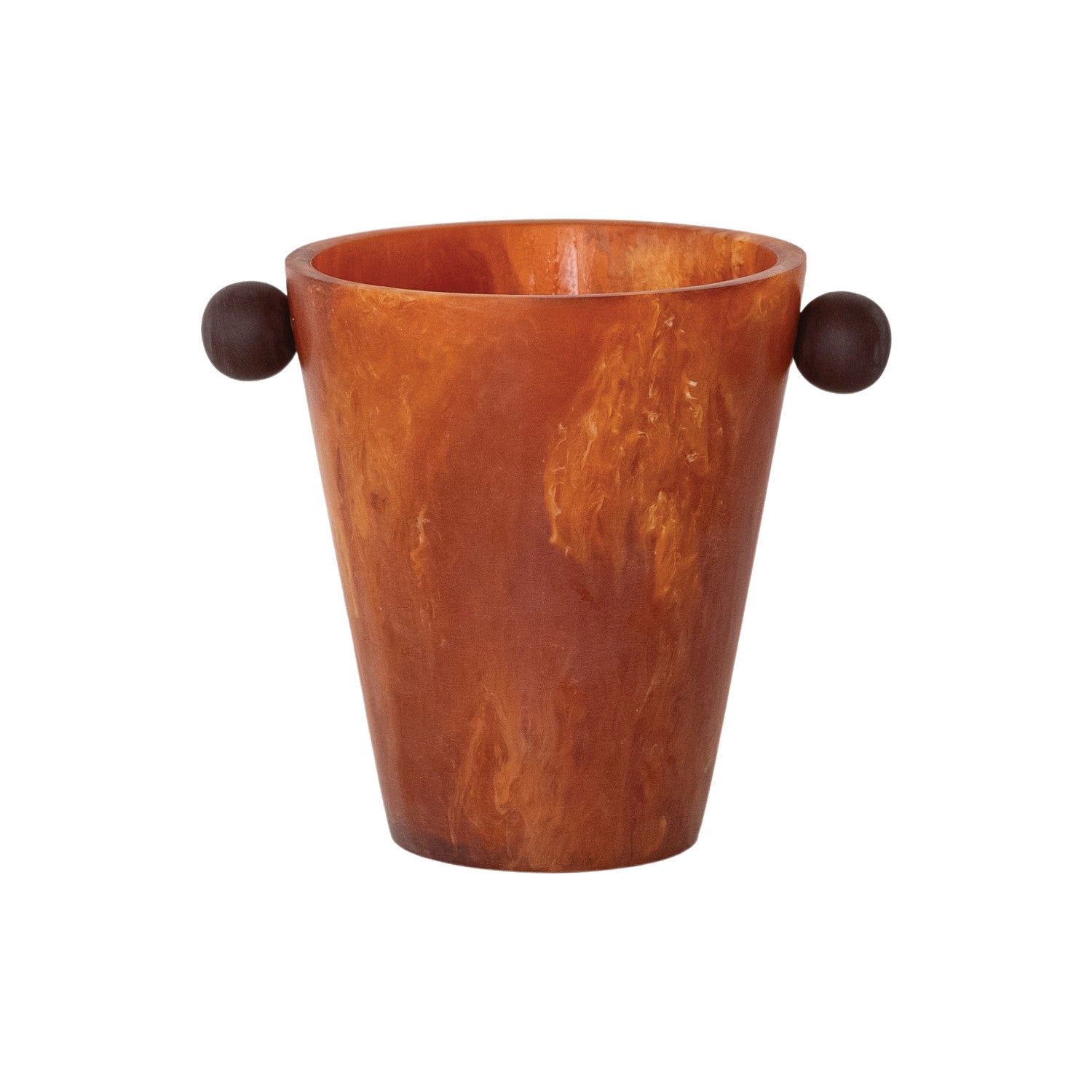 Marbled Resin Bottle Cooler with Ball Handles, Sienna Color & Brown (Each One Will Vary)