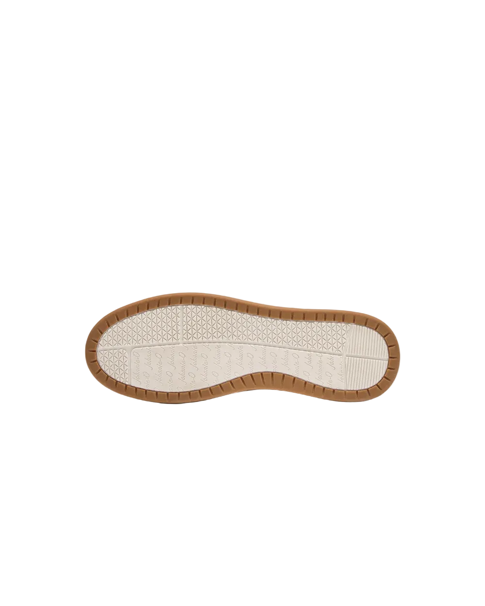 Shoe sole with brown border and white center on a light gray background