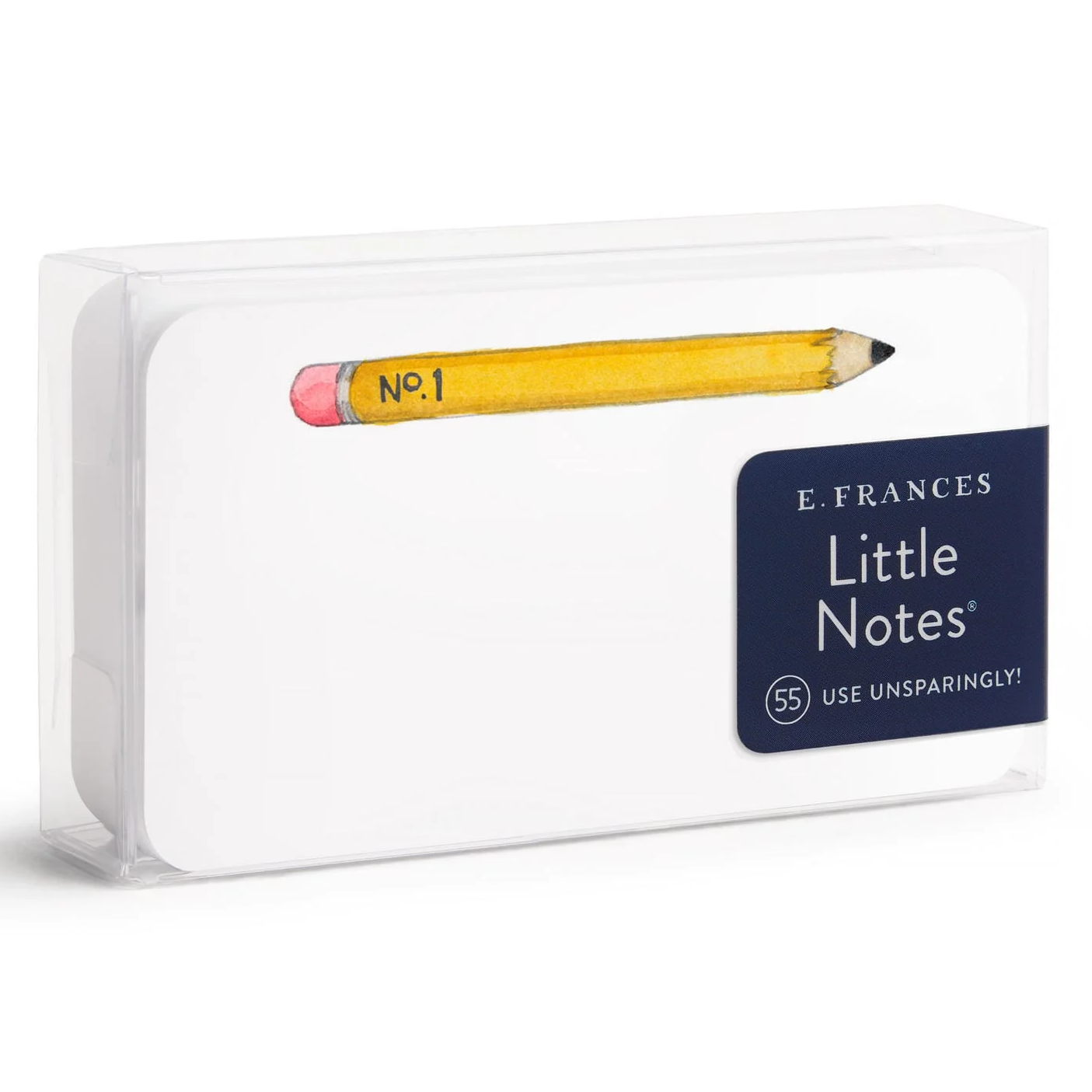 E. Frances Little Notes packaging with a yellow pencil on a white background