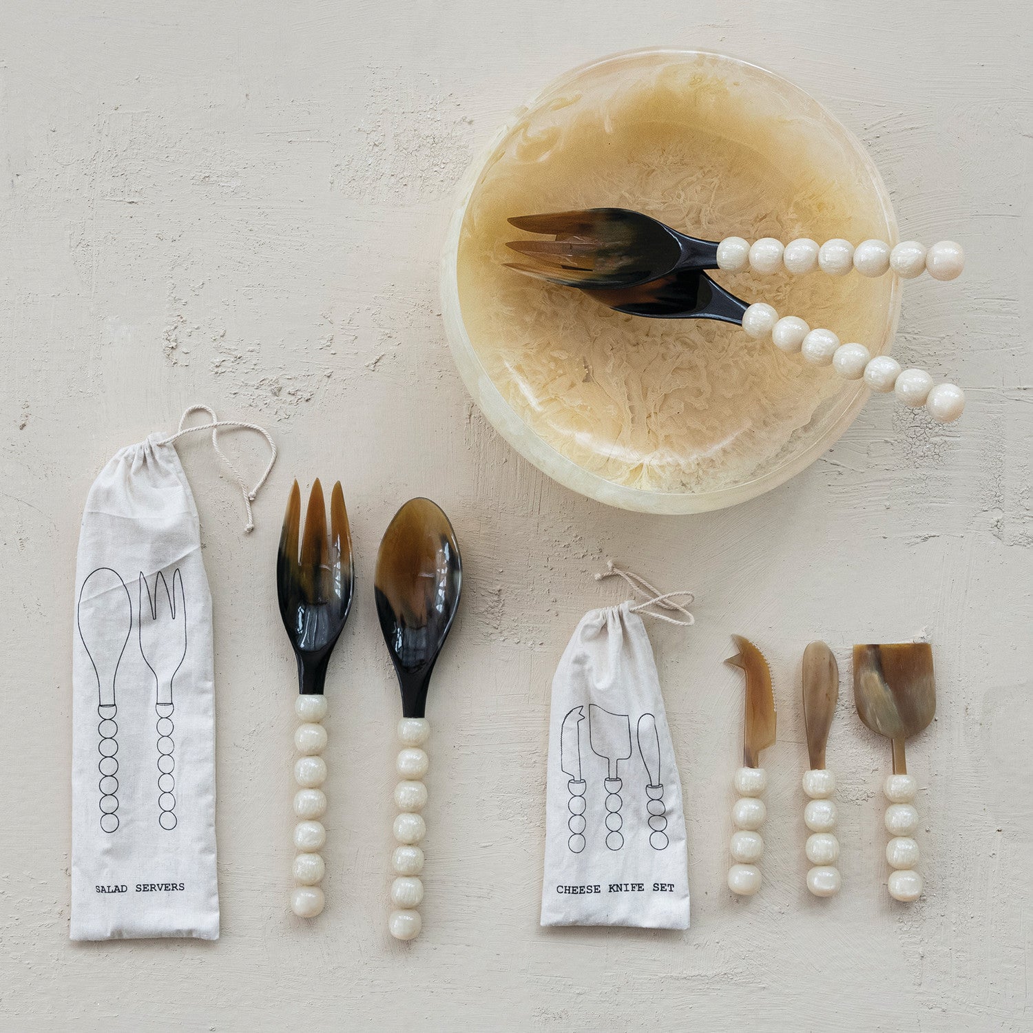 Natural Horn Cheese Knives