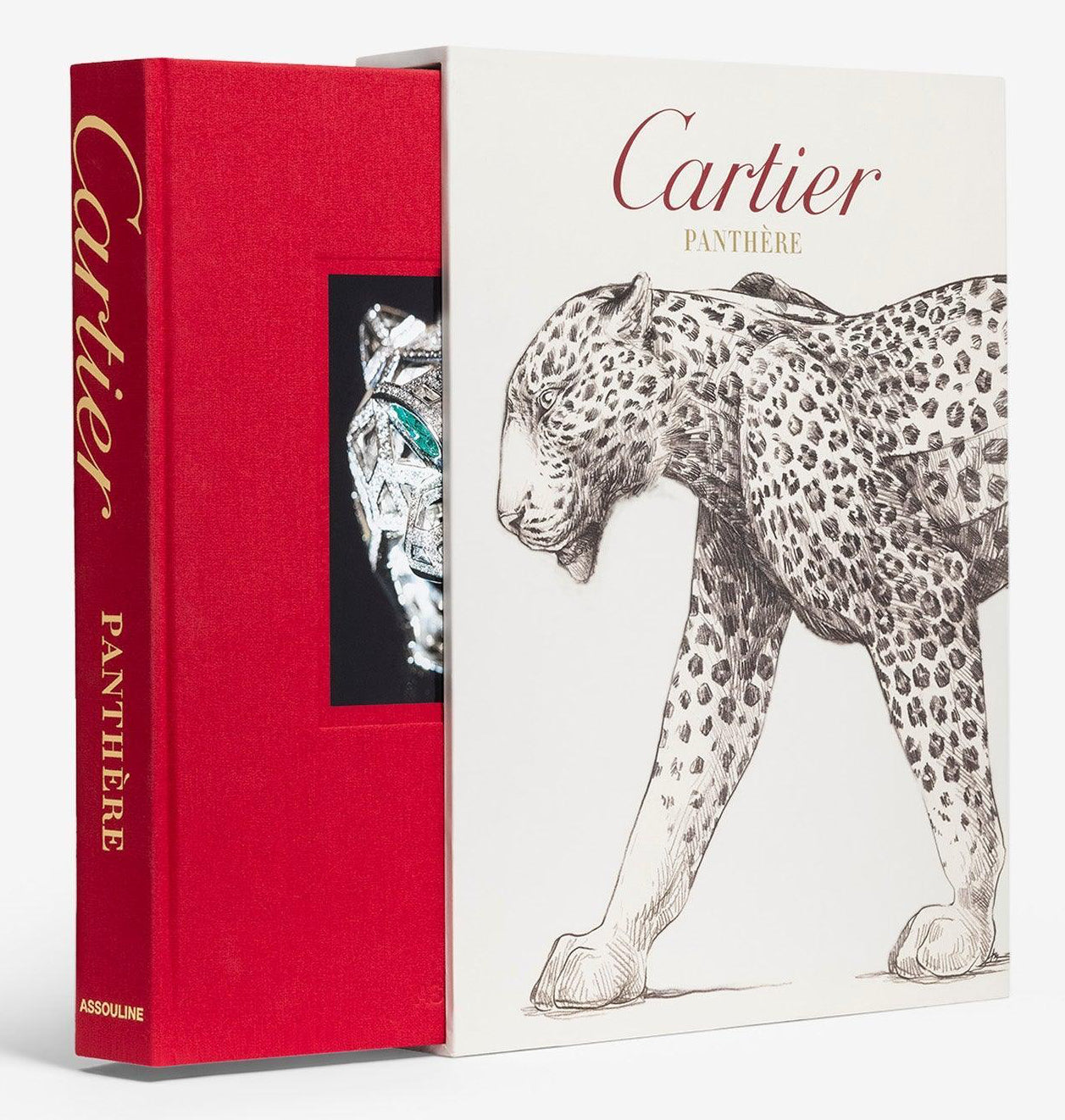 Cartier jewelry box with a leopard illustration and red side