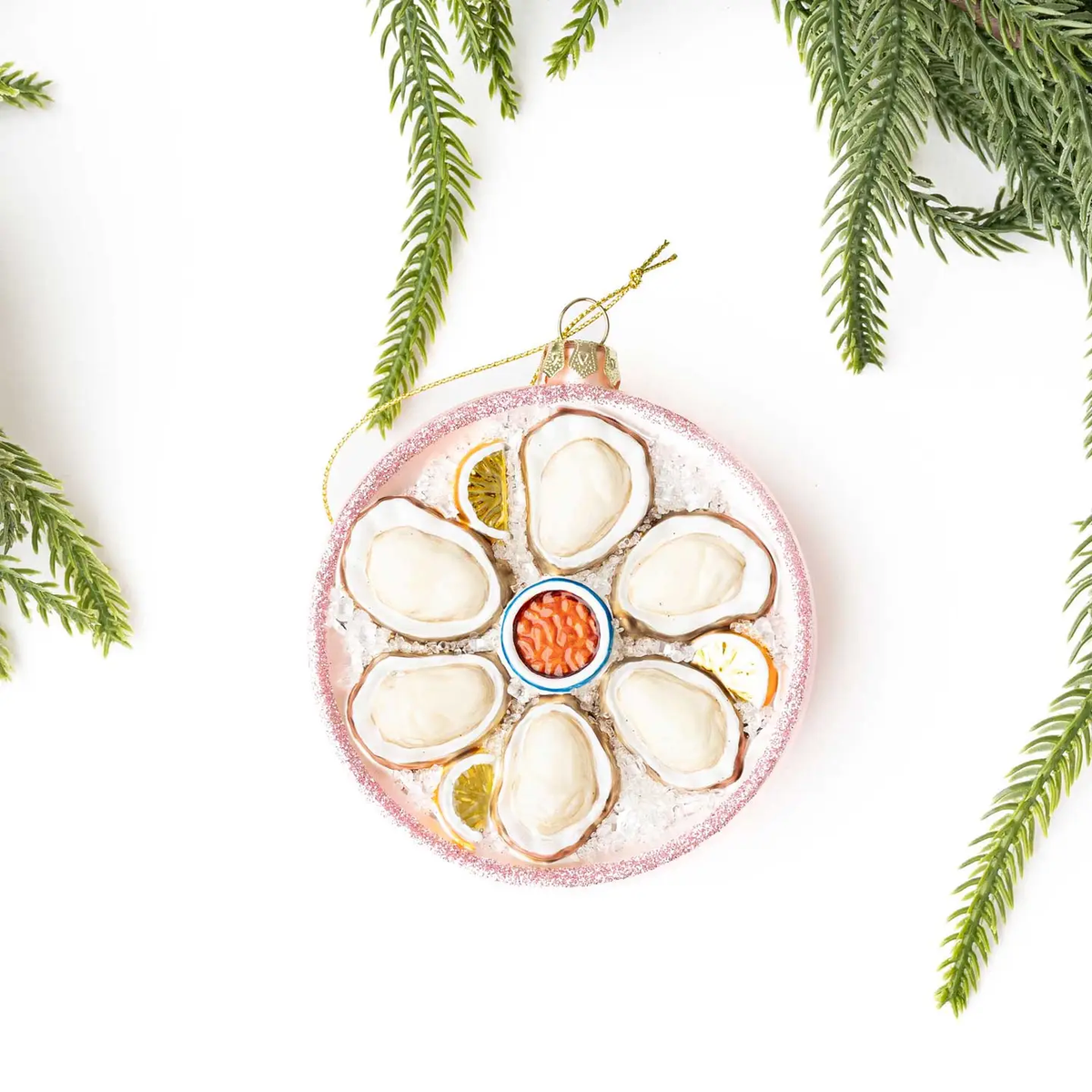 Pink Oyster Glass Ornament