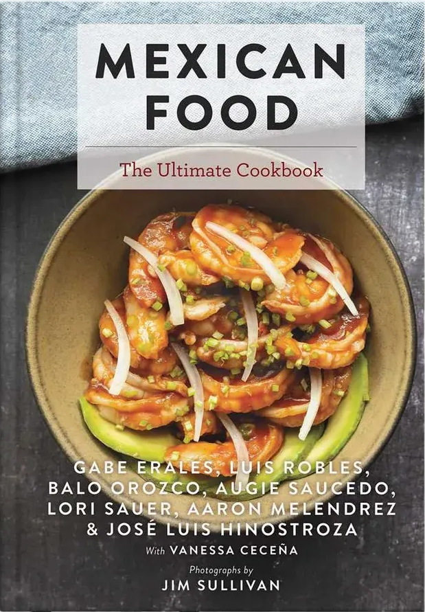 Book titled 'Mexican Food: The Ultimate Cookbook' on a white background