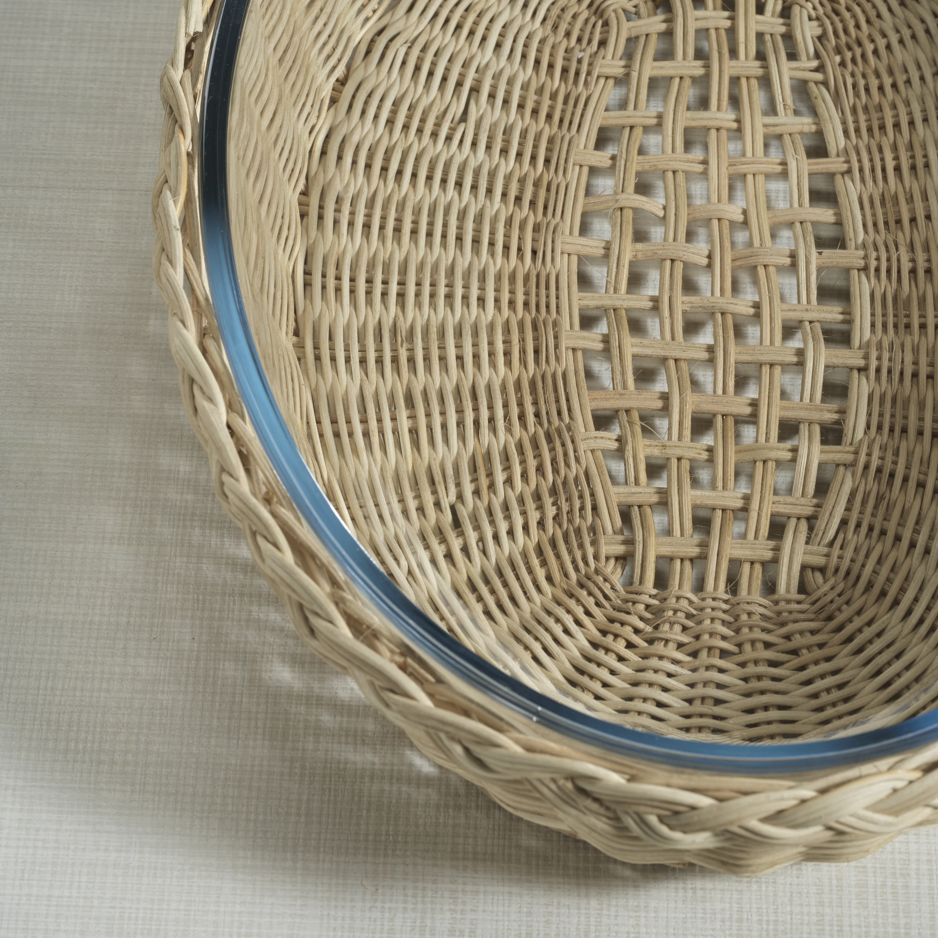 Oval Glass Rattan Bowl - Small