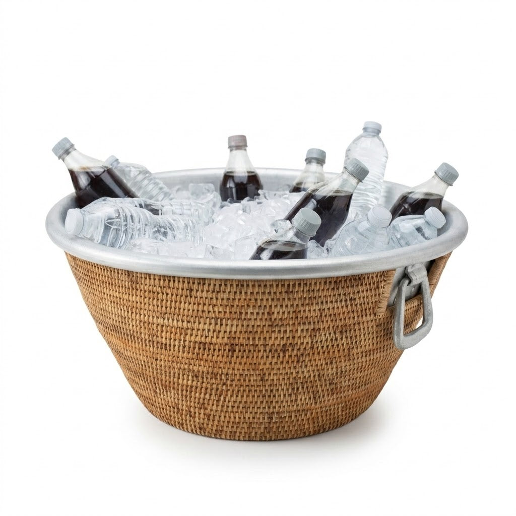 Rattan Aluminum Ice Tub - Brown