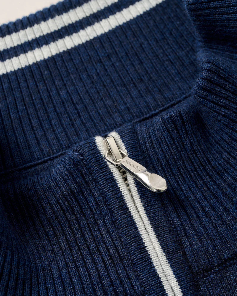 Desmond Plaited Cotton Blend 1/4 Zip Sweater