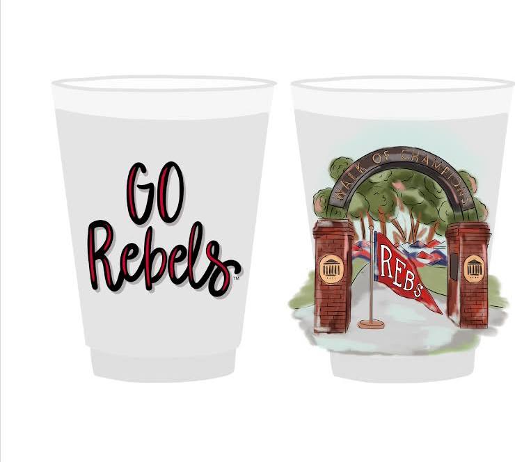 Ole Miss Mascot Frosted Cups - Set of 8