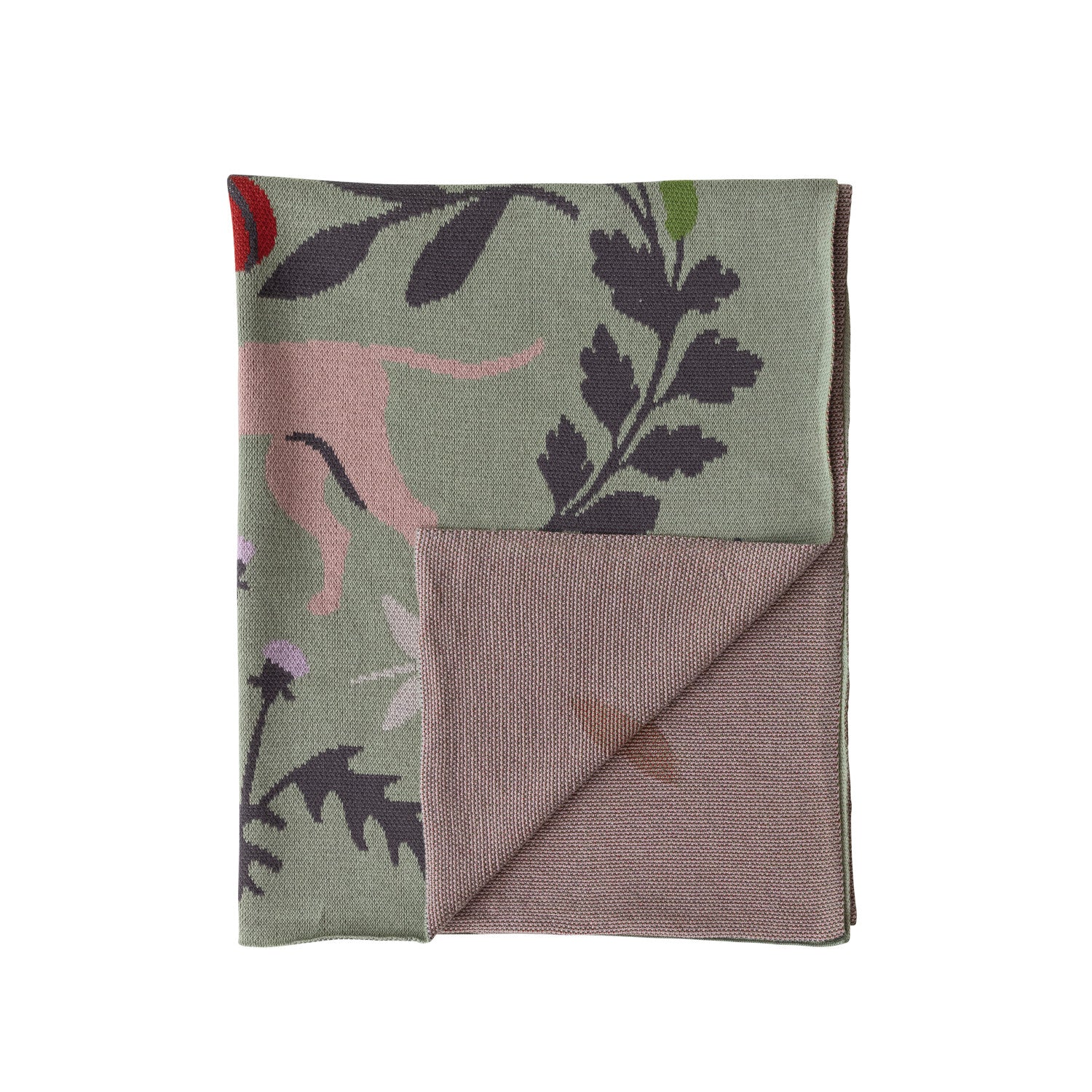 Knit Baby Blanket with Botanicals & Animals