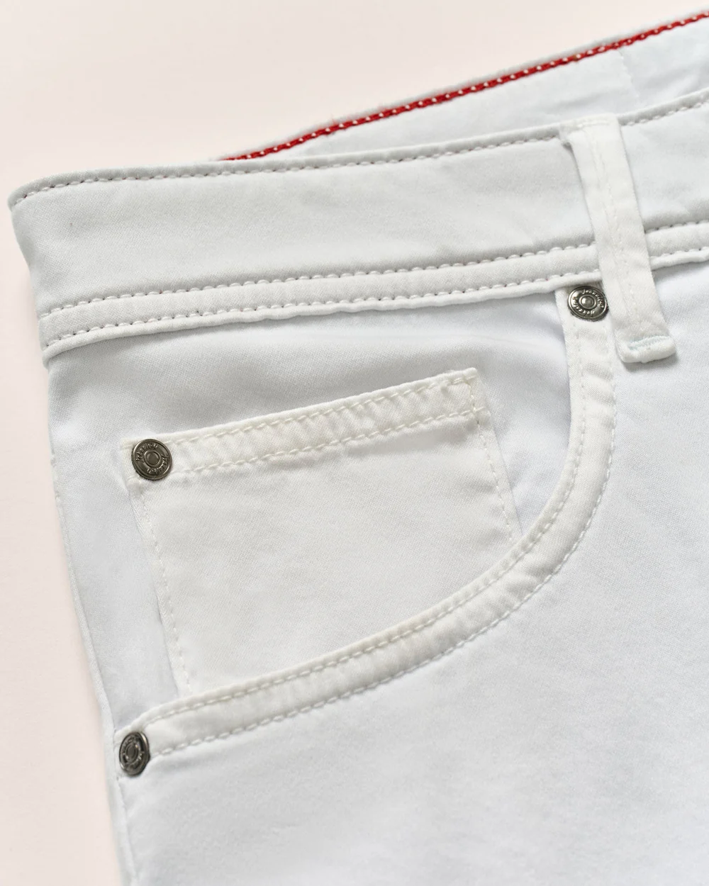 White Carmel Sateen 5-Pocket Pant