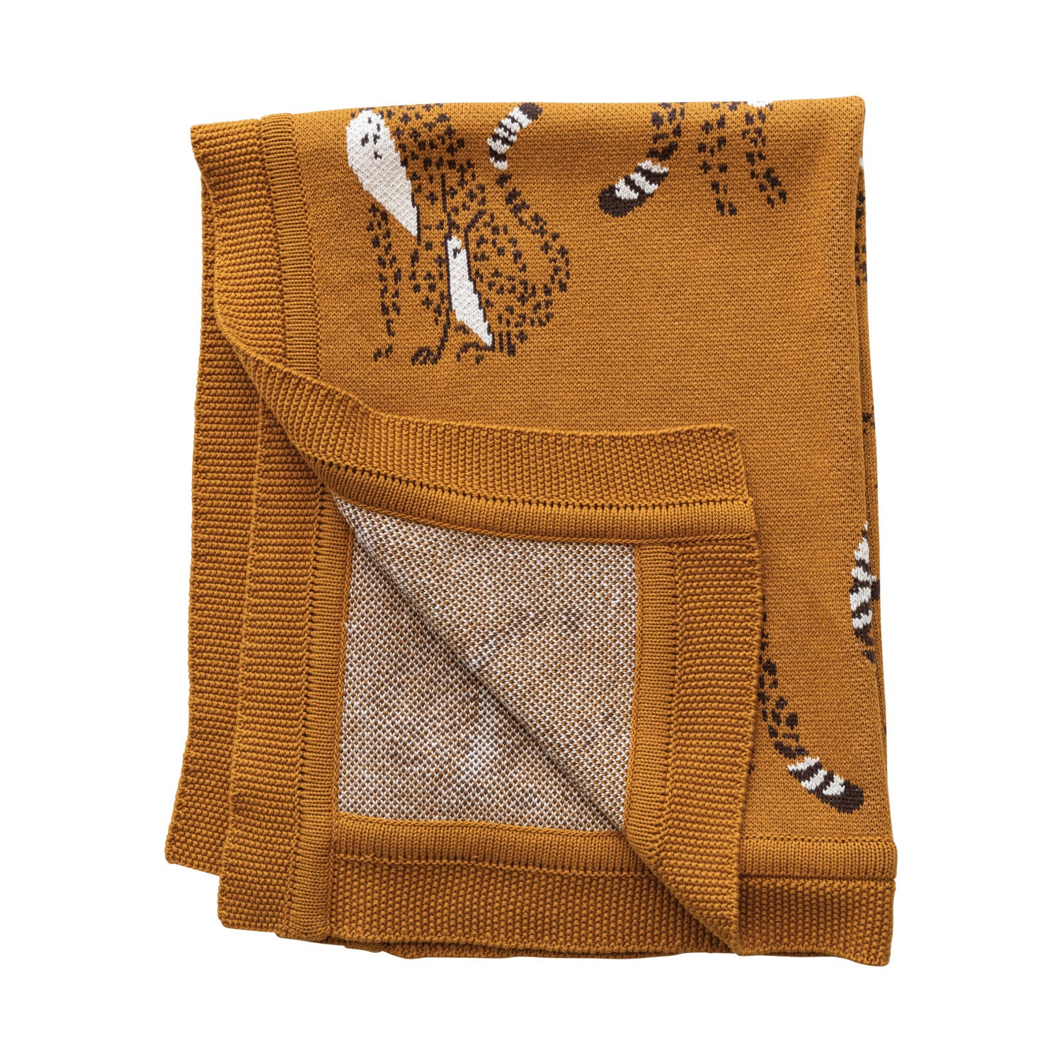 Cotton Knit Baby Blanket with Cheetahs