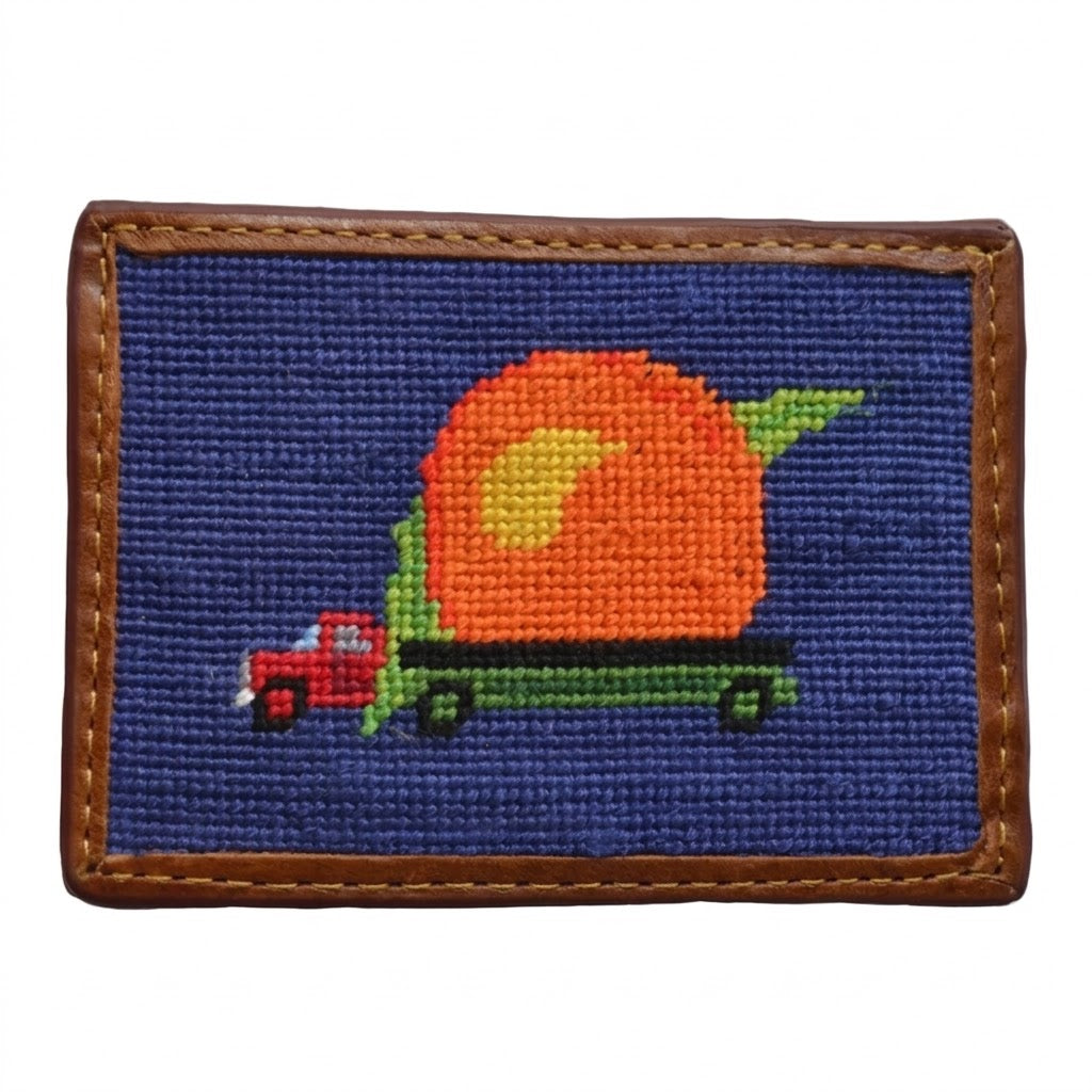 Eat A Peach Needlepoint Credit Card Wallet