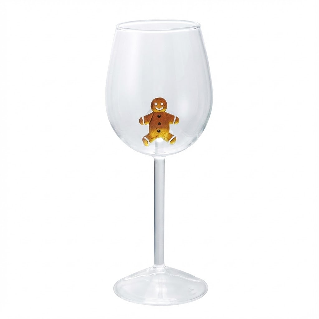 Stemmed Wine Glasses with Holiday Figure