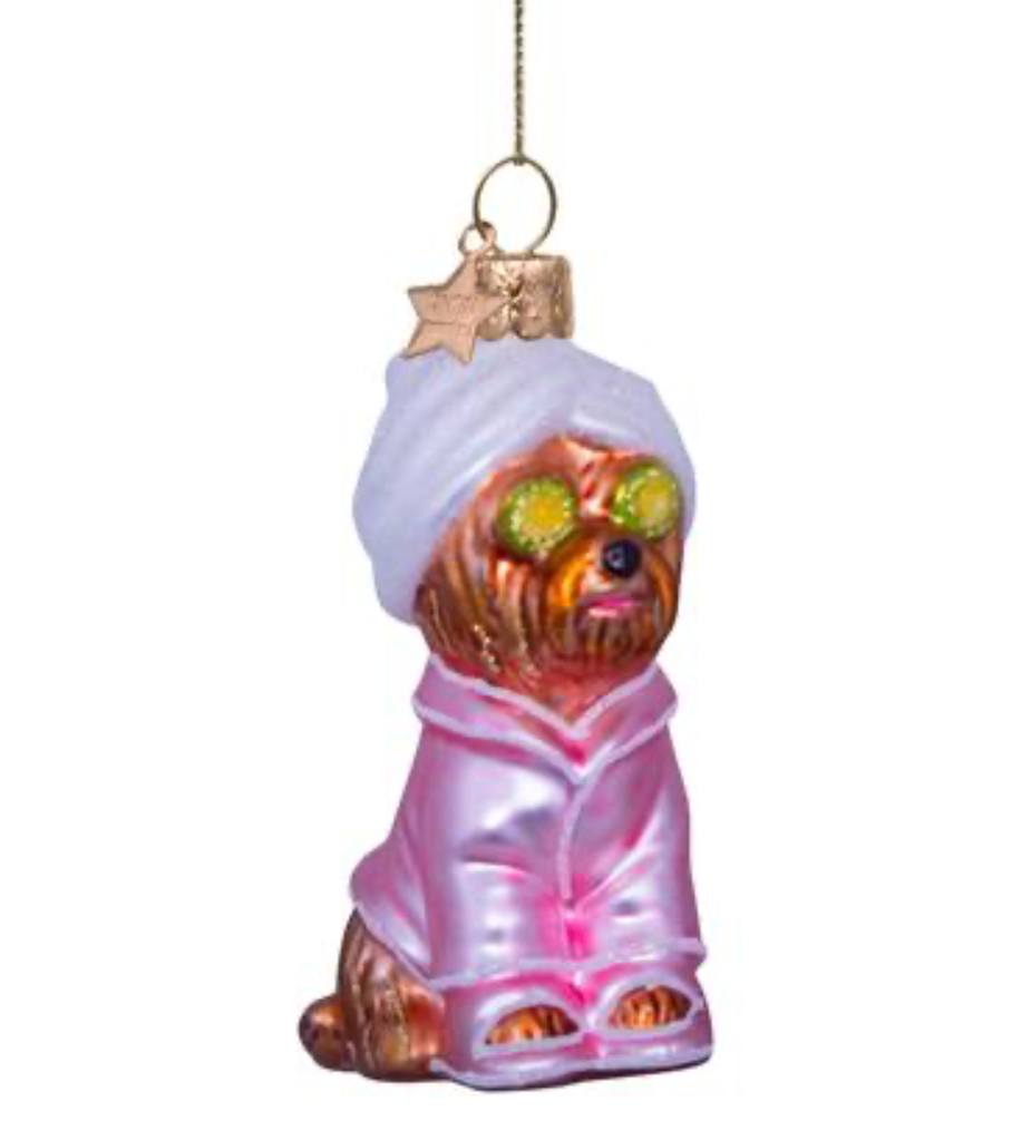 Selfcare Dog Glass Ornament
