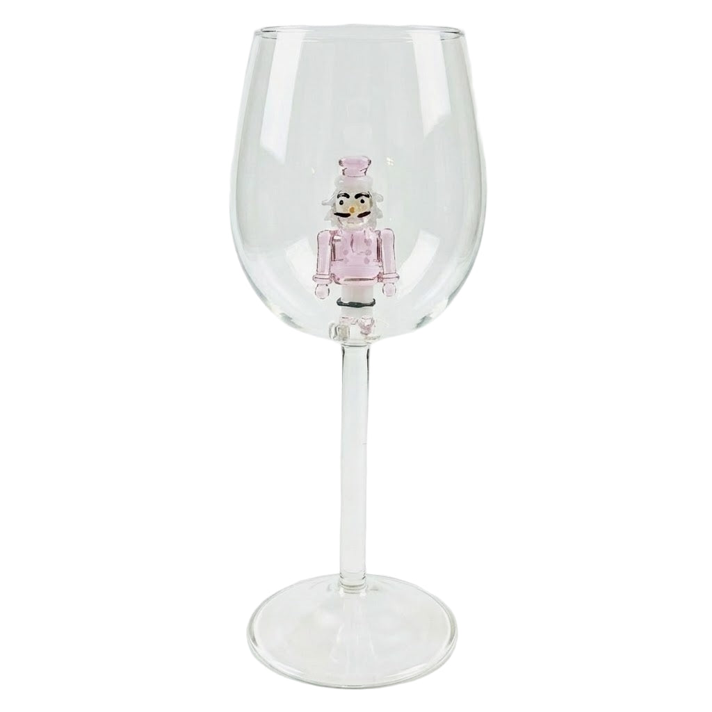 Stemmed Wine Glasses with Holiday Figure