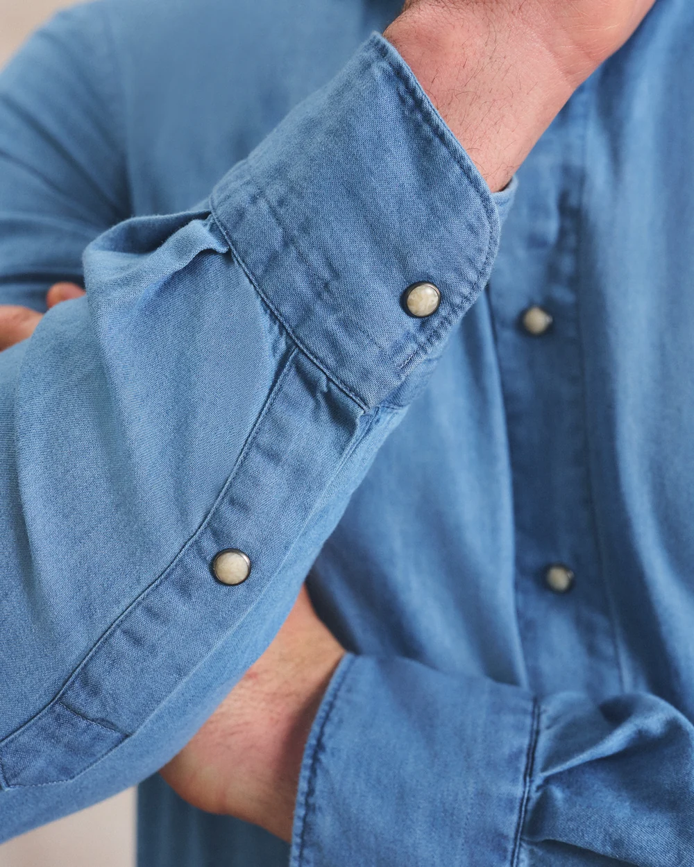 Chambray Snap Top Shelf Button Down