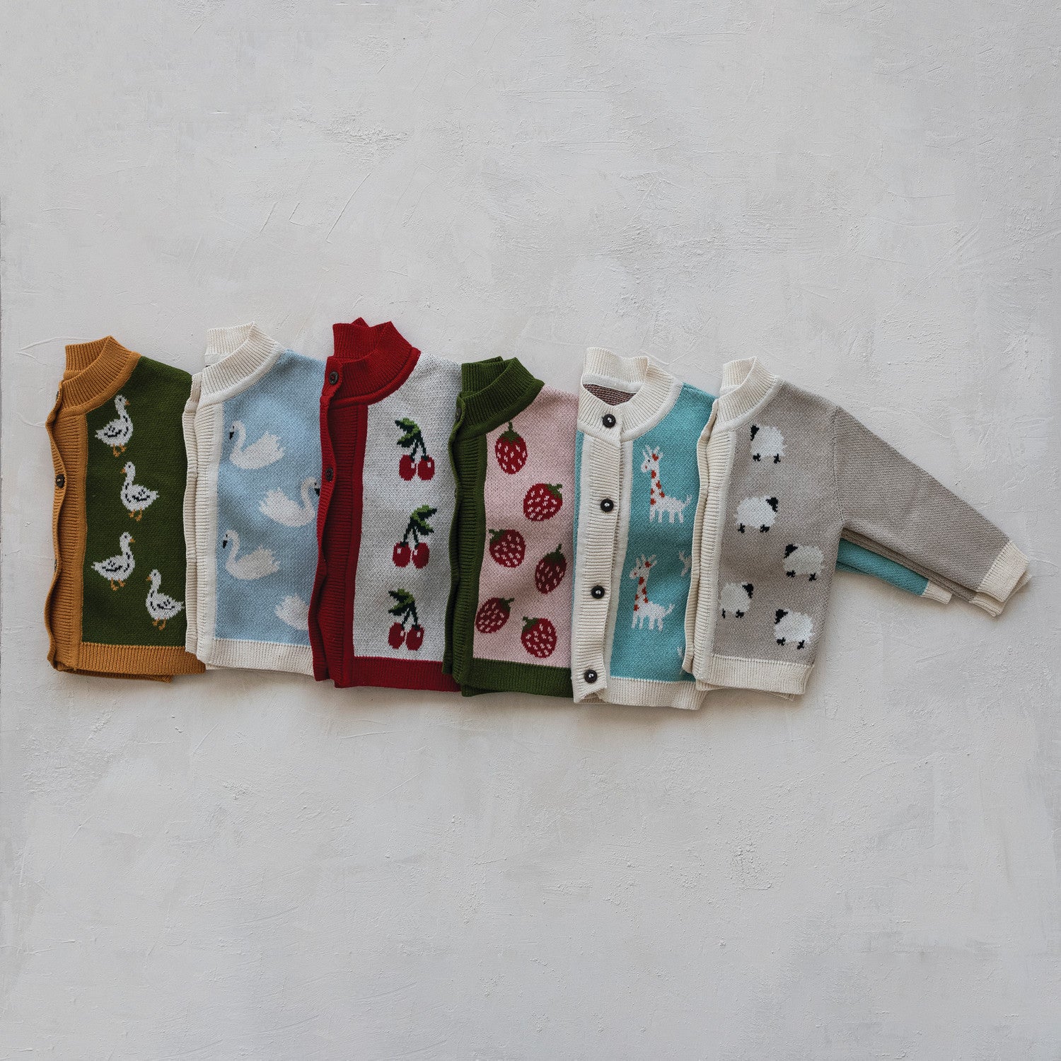Cotton Knit Baby Cardigan with Sheep