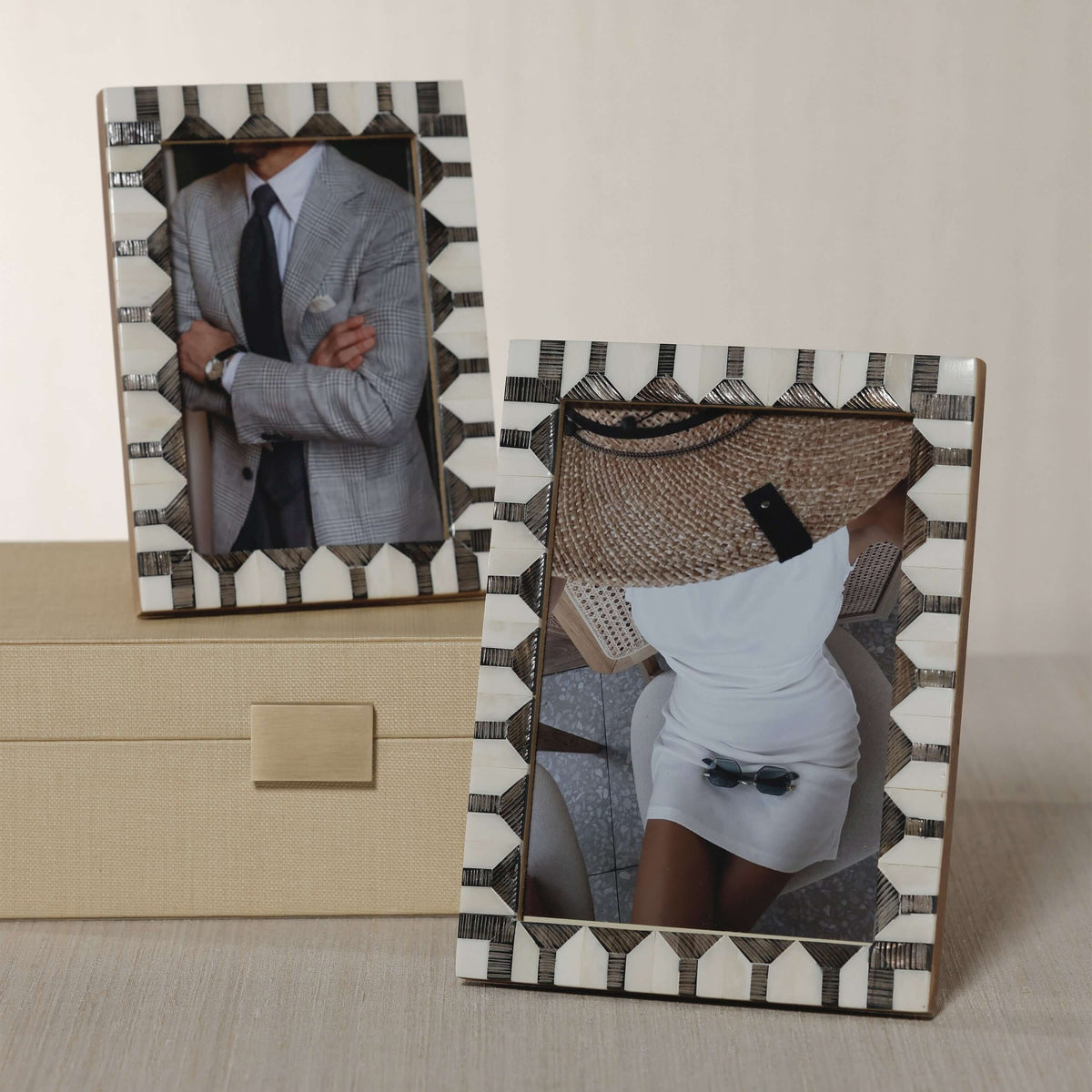 Lagos White Bone & Chiseled Horn Inlaid Photo Frame - 5 x 7