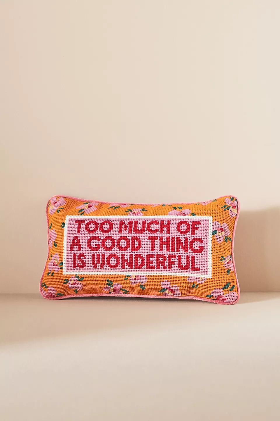 Too Much Needlepoint Pillow