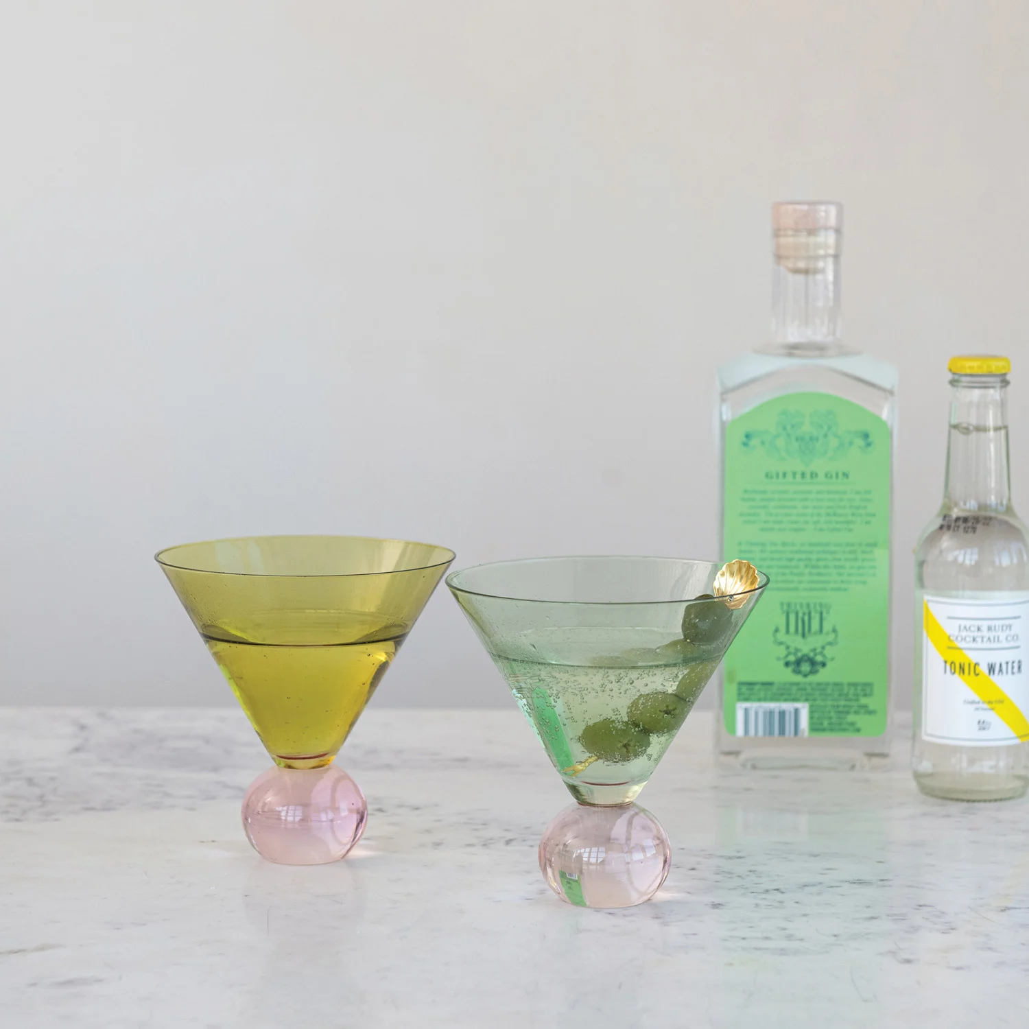 Two-Tone Martini Glass with Ball Stem