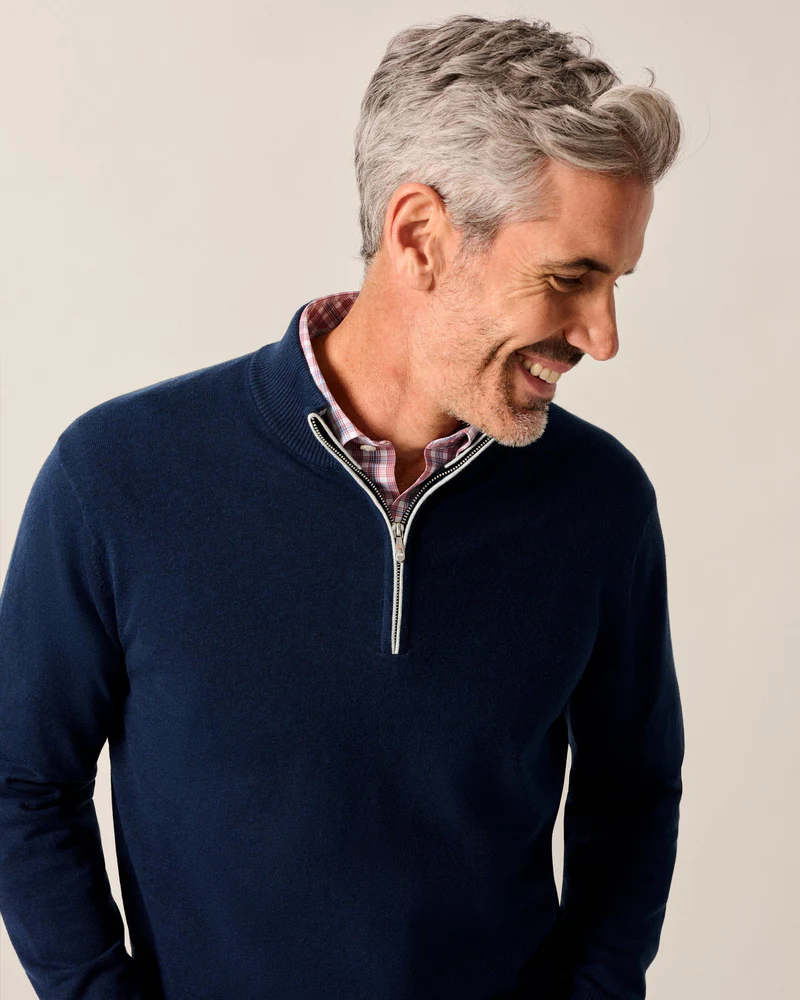 Desmond Plaited Cotton Blend 1/4 Zip Sweater