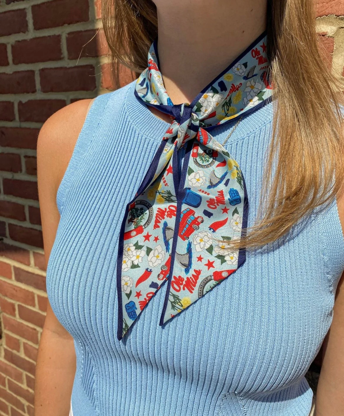 Ole Miss Silk Skinny Scarf