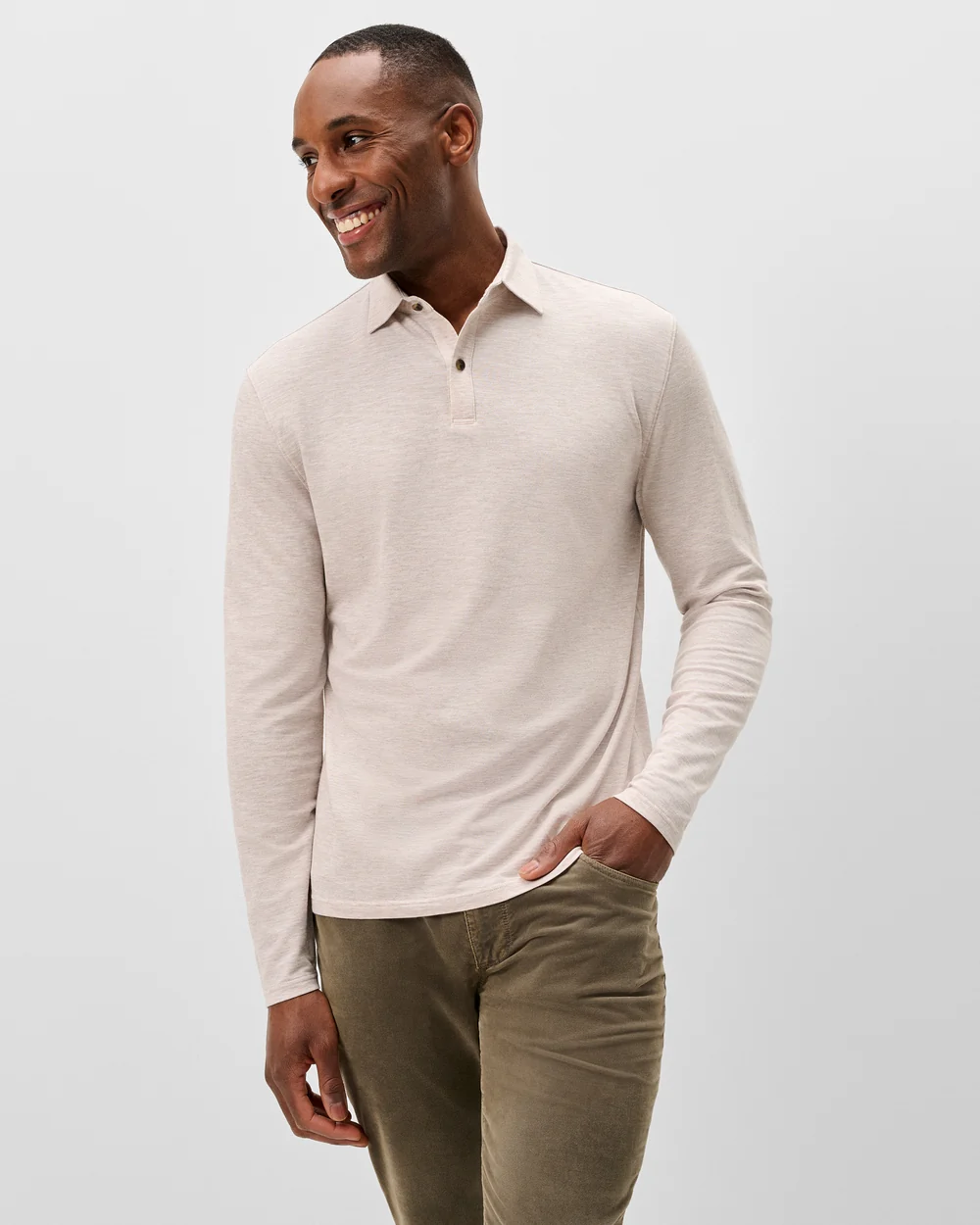 Long Sleeve Slub Pique Polo