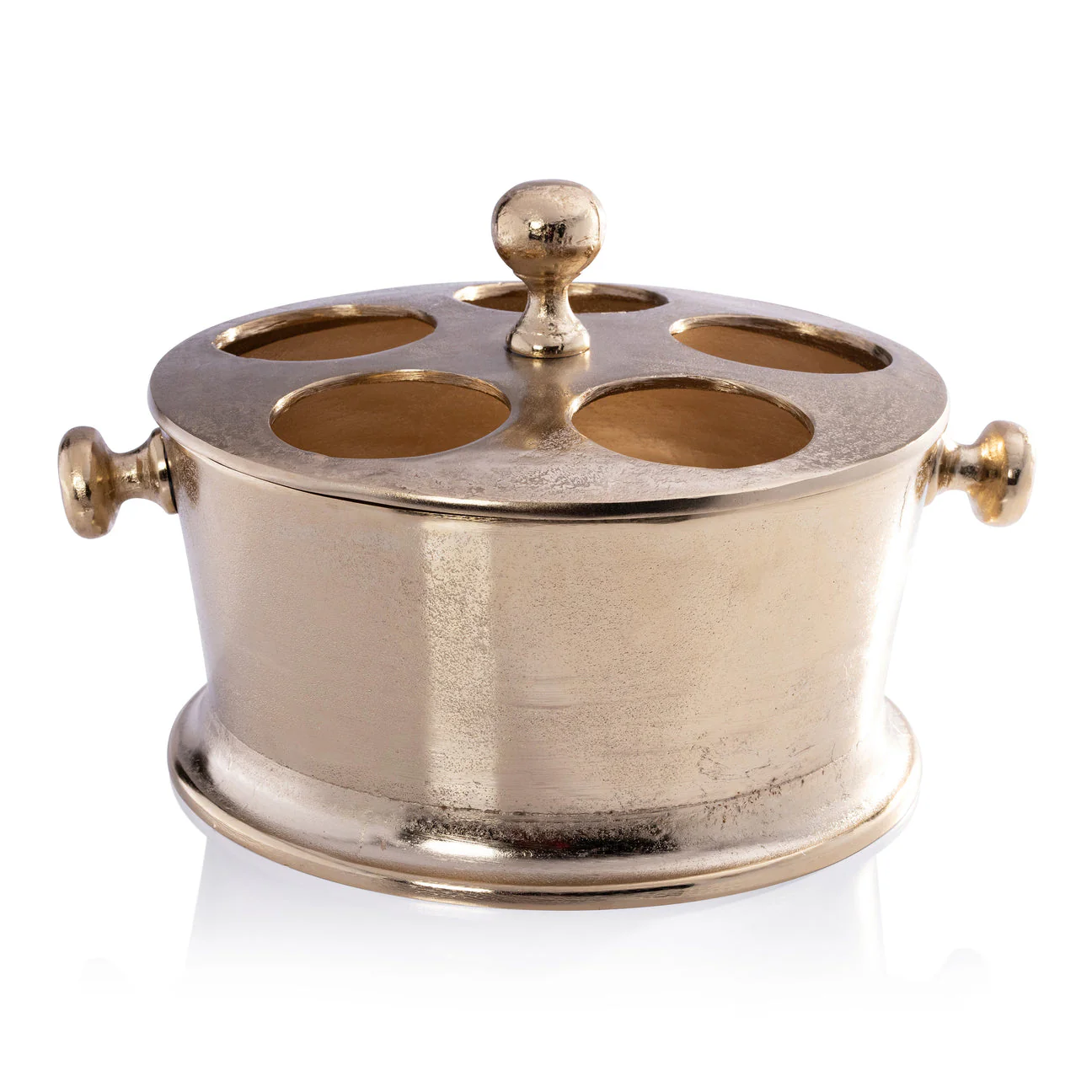 Raw Aluminum Five Bottle Wine Holder - Gold