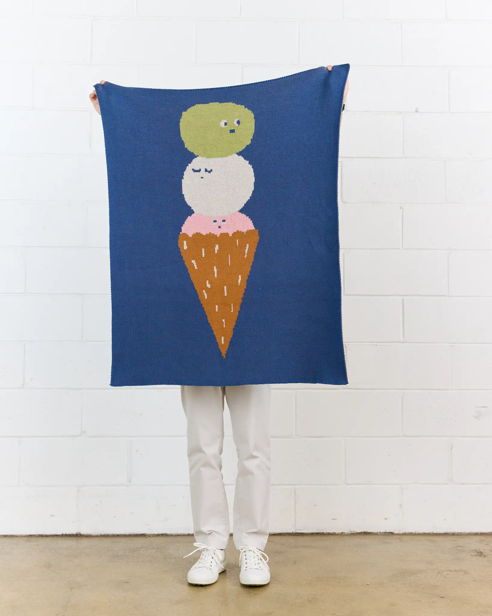 Ice Cream Knit Mini Blanket - Mint