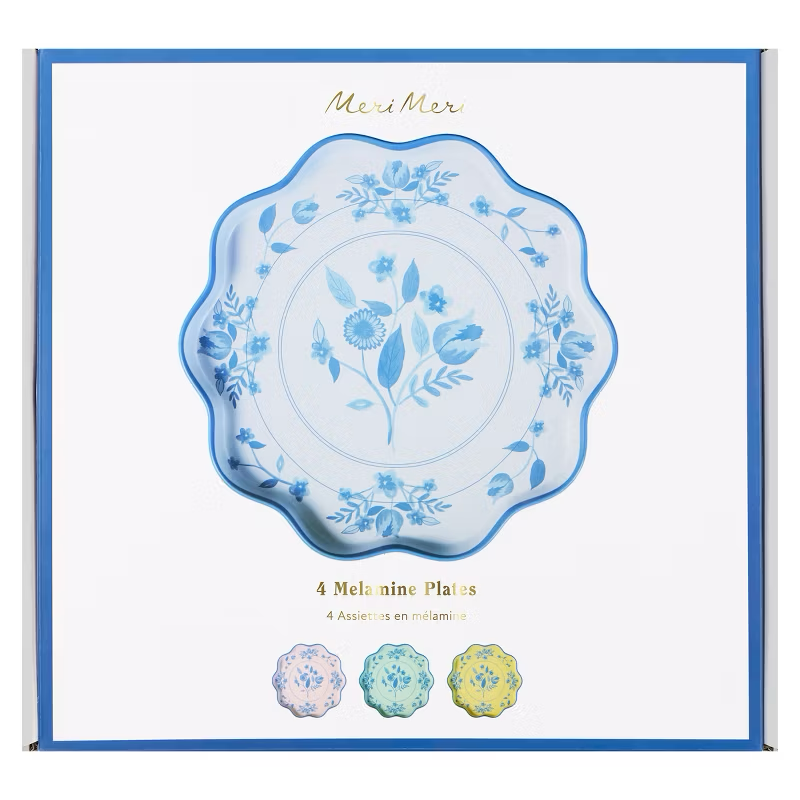 Melamine Botanical Dinner Plates - Set of 4