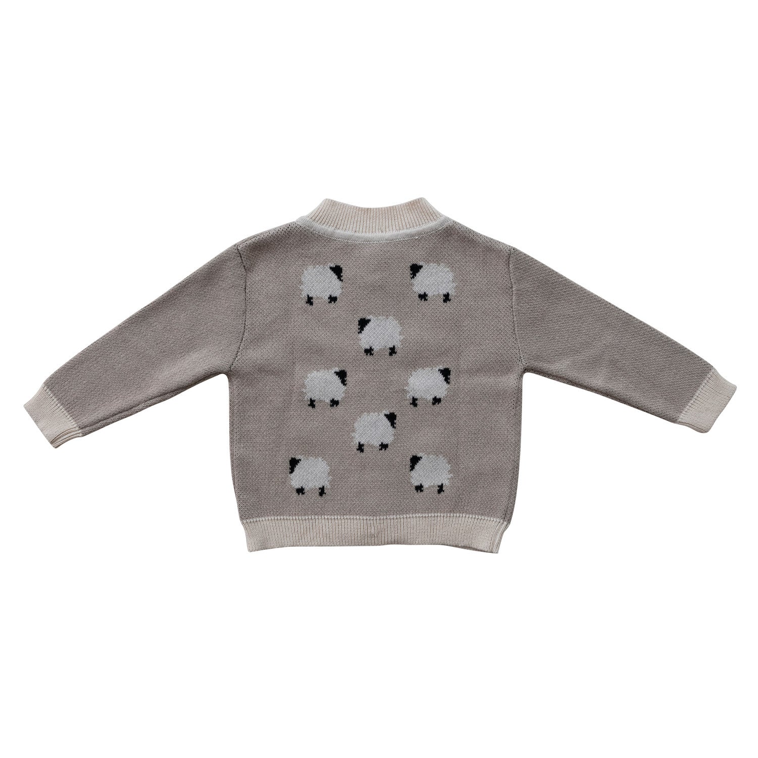 Cotton Knit Baby Cardigan with Sheep