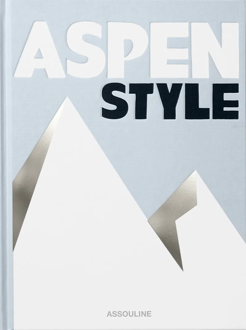 Book cover of 'Aspen Style' by Assouline with mountain design on a light gray background
