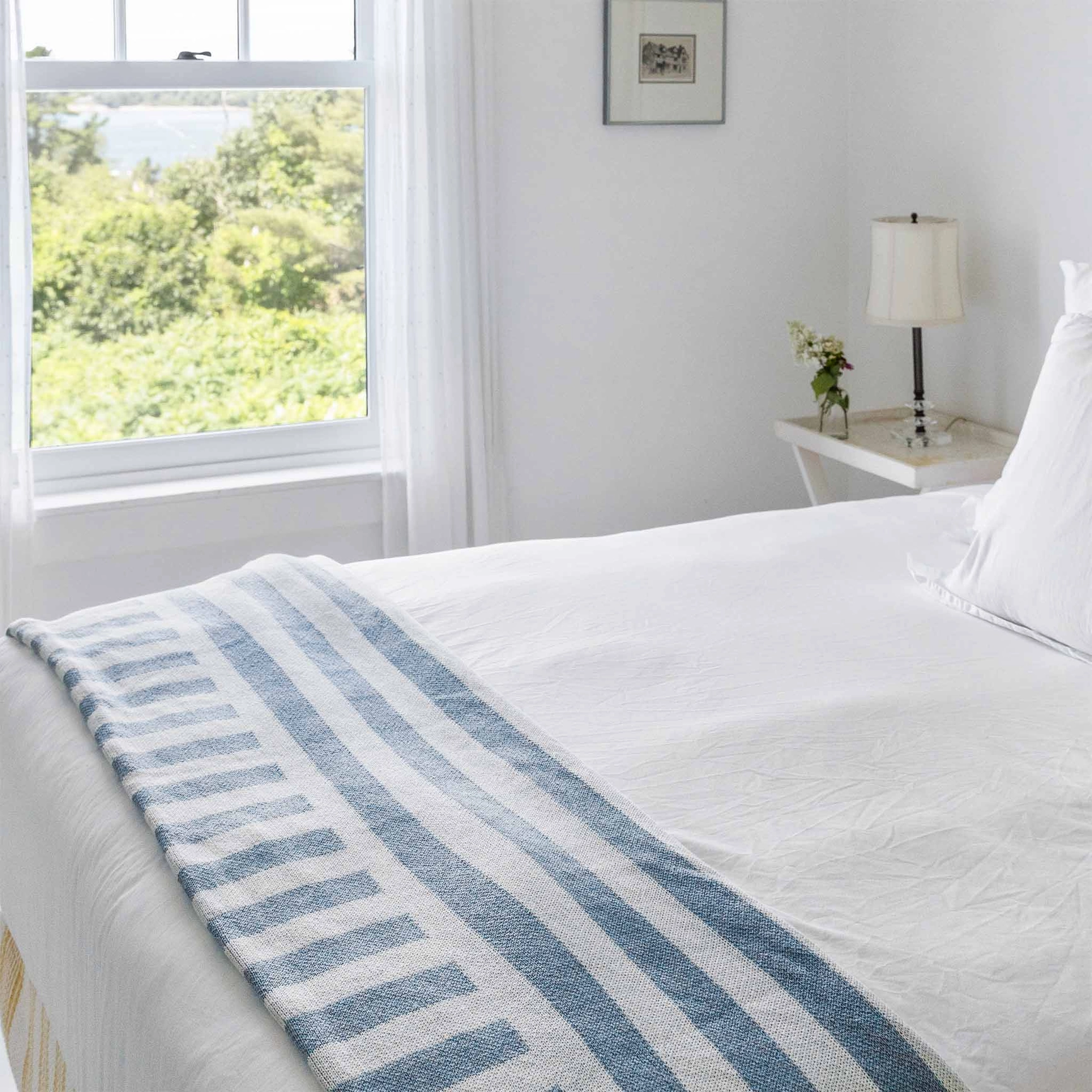 Coastal Stripes Throw Blanket - Blue