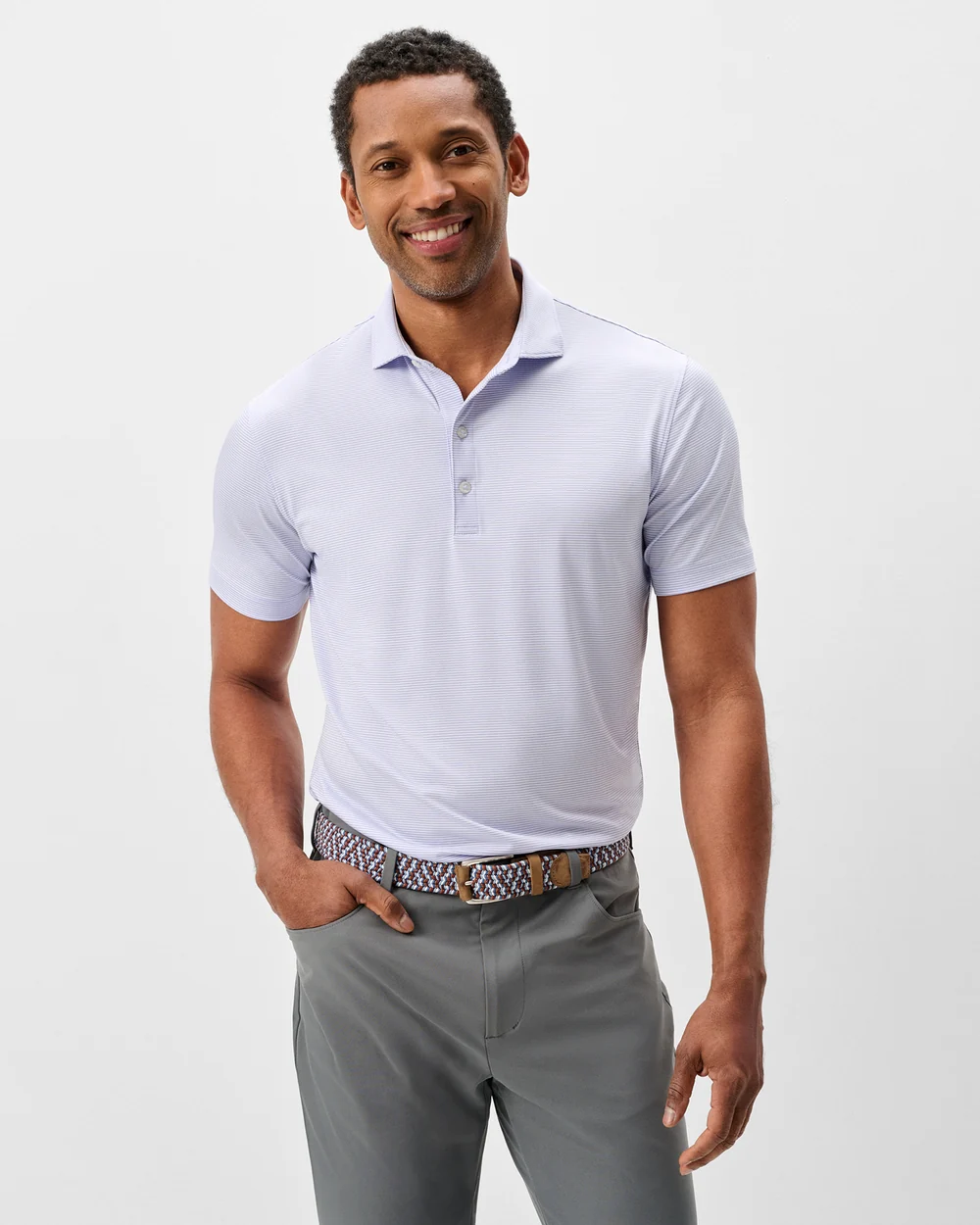 Lyndon Stripe Performance Jersey Polo