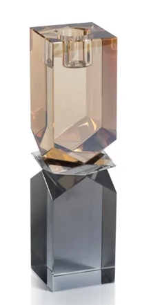 Vienna Crystal Candlestick - Smoke & Gold - Medium
