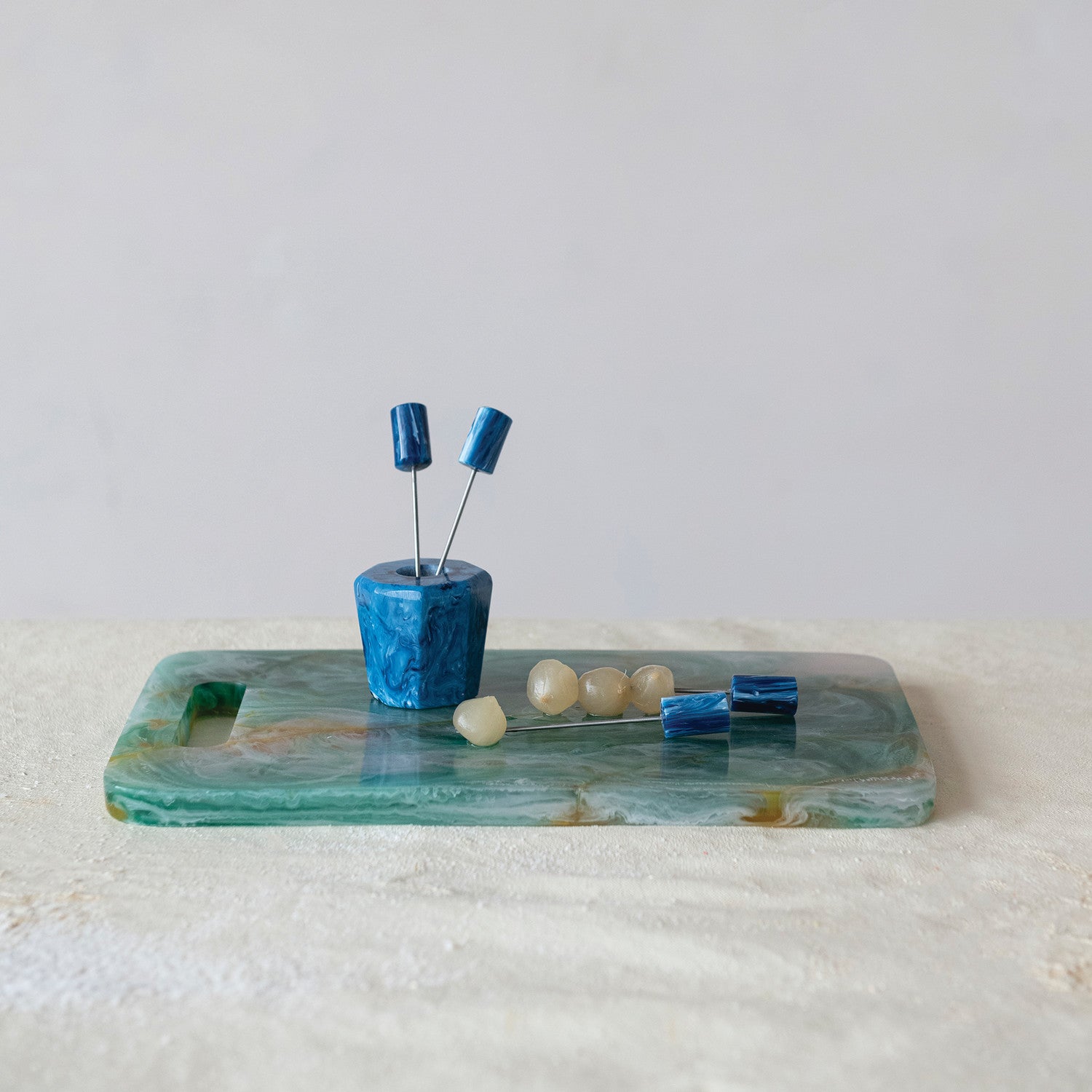 Marbled Resin Cheese Board with Gold Foil