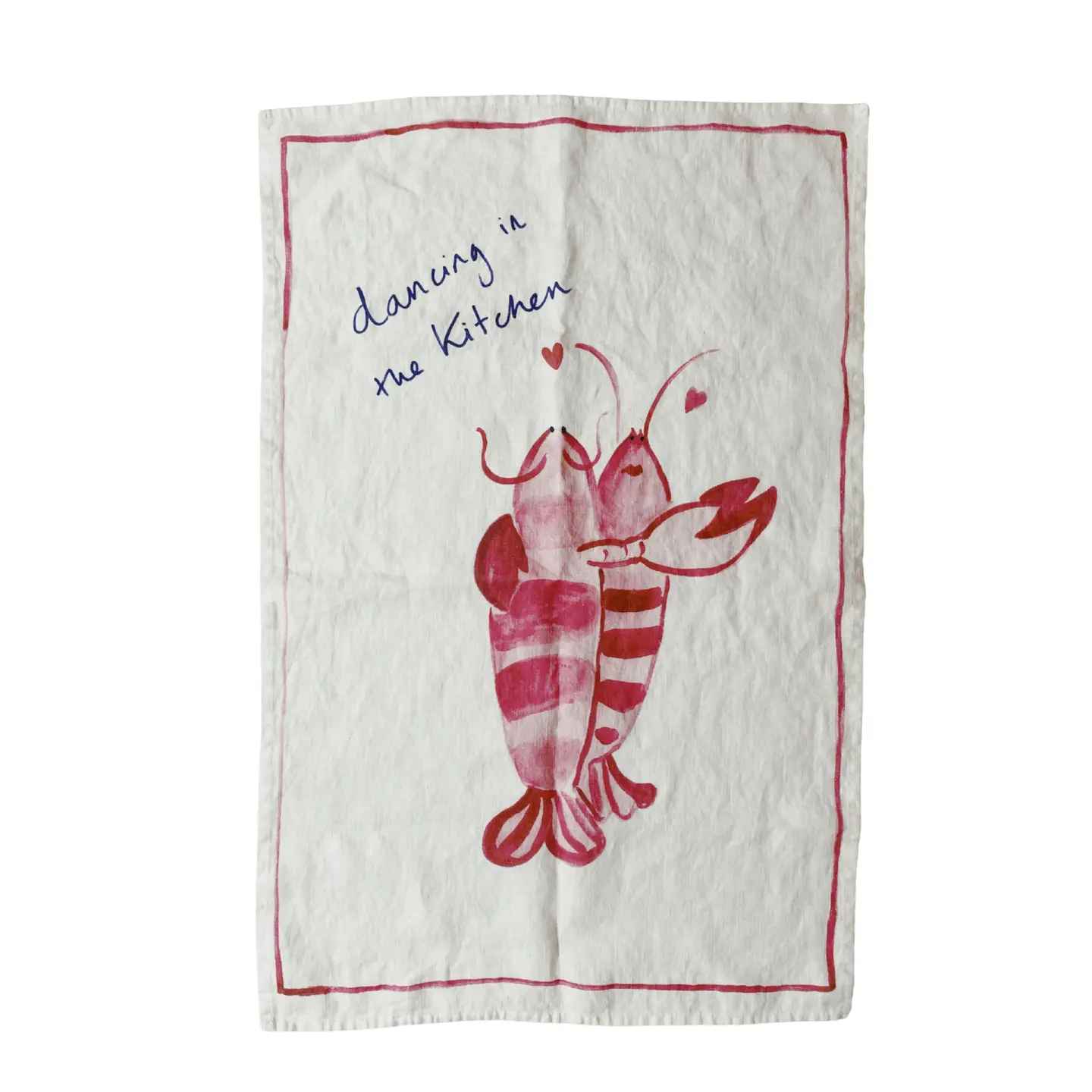 Lobster Print Linen Teatowel