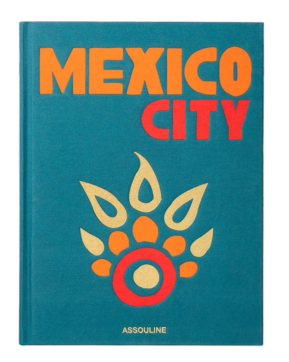 Book cover with 'Mexico City' text and colorful design on a teal background