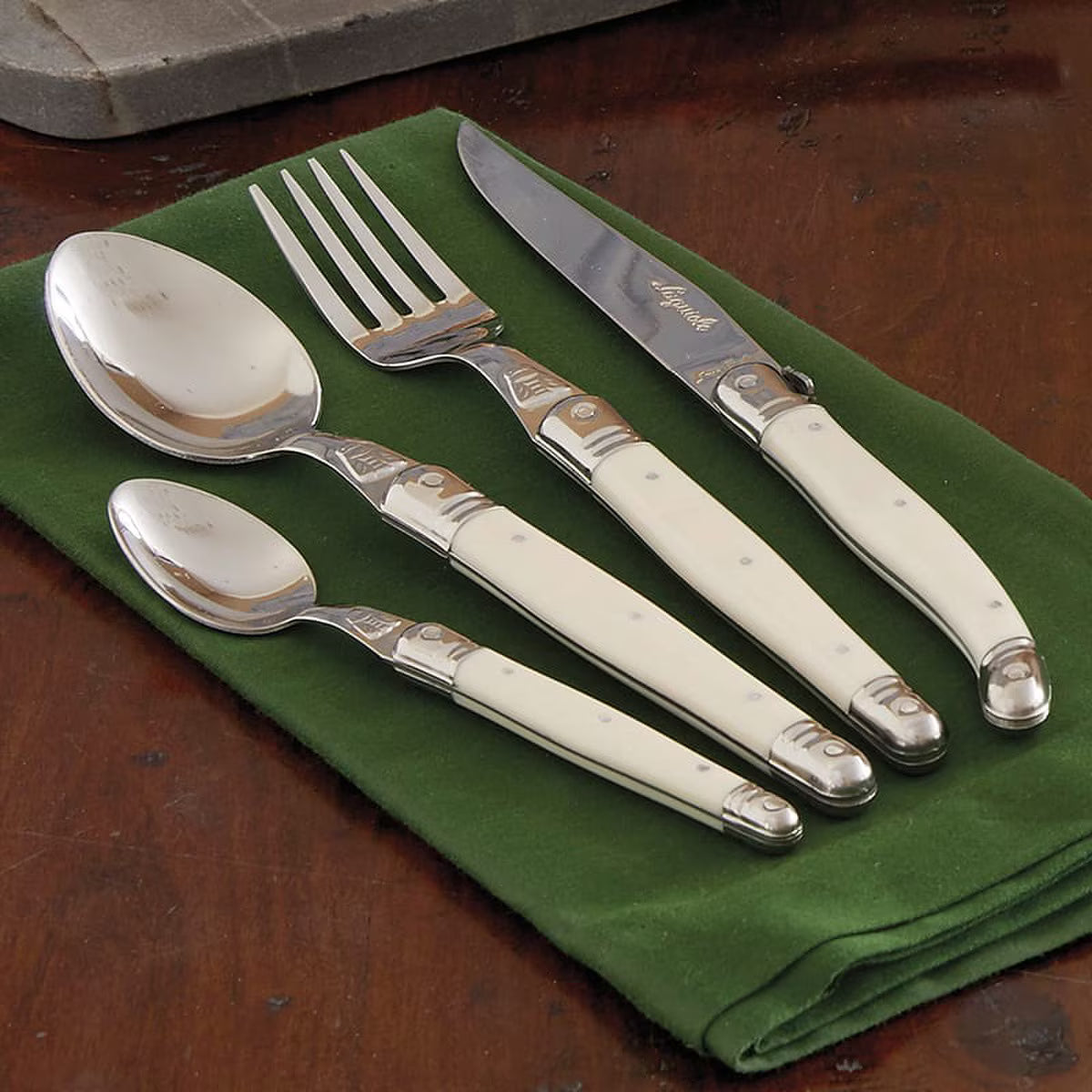 Jean Dubost 24 Pc Everyday Flatware Set Ivory