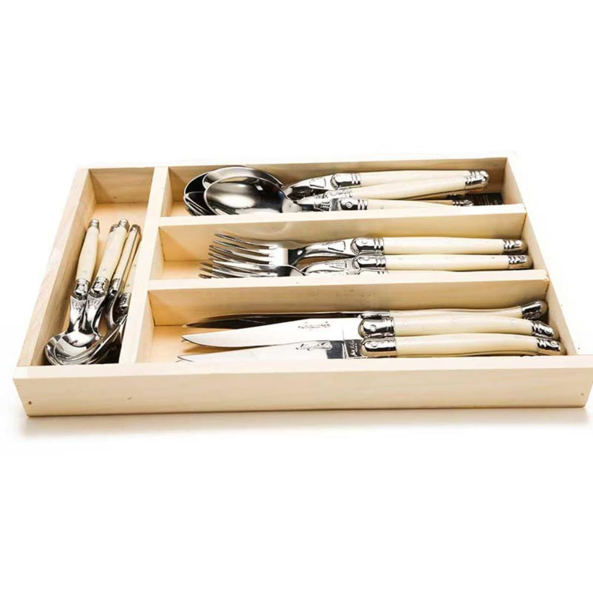 Jean Dubost 24 Pc Everyday Flatware Set Ivory