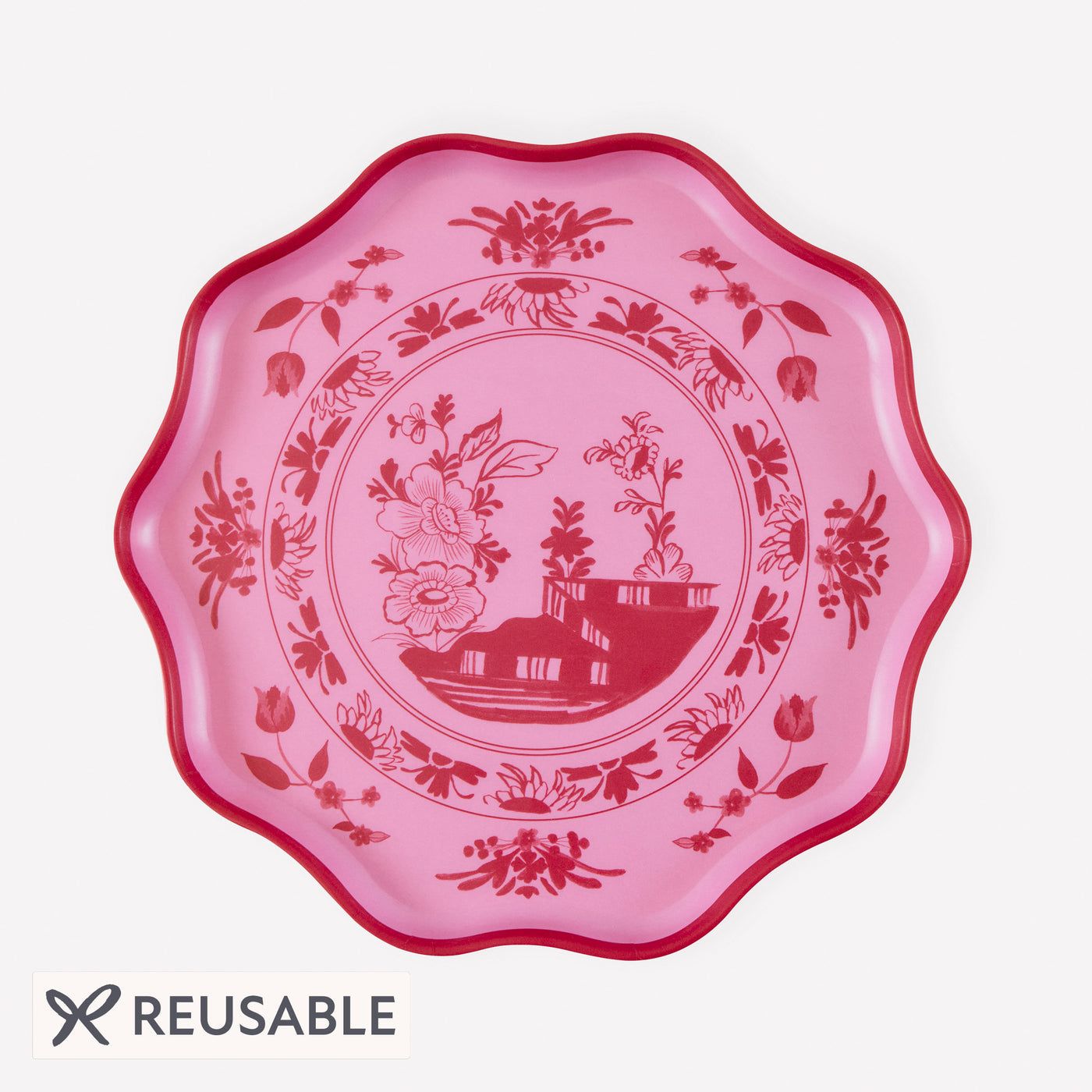 Pink Vintage Botanical Reusable Large Plates - Set of 4