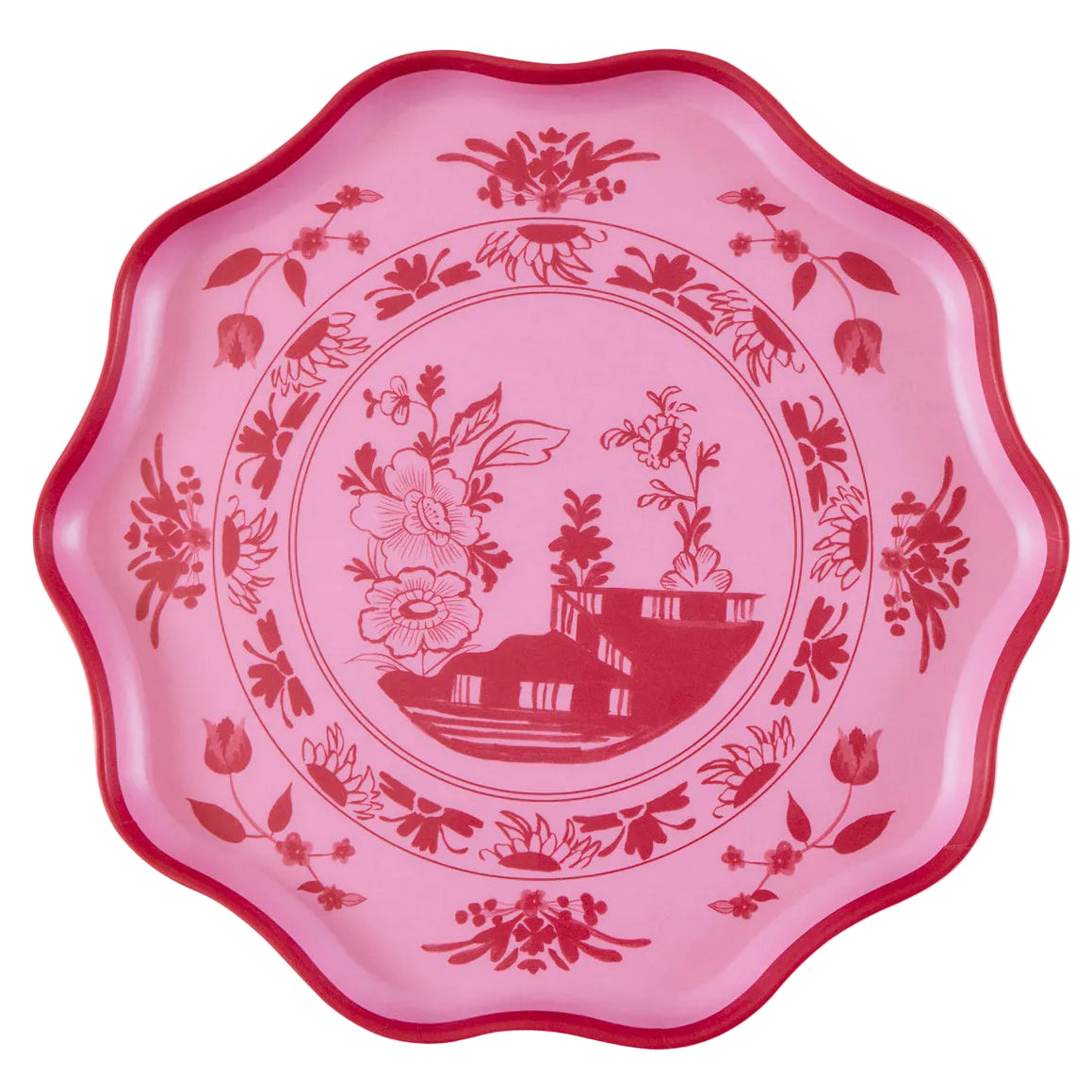 Pink Melamine Botanical Dinner Plates - Set of 4