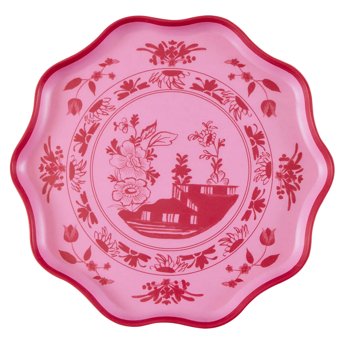 Pink Melamine Botanical Small Plates - Set of 4