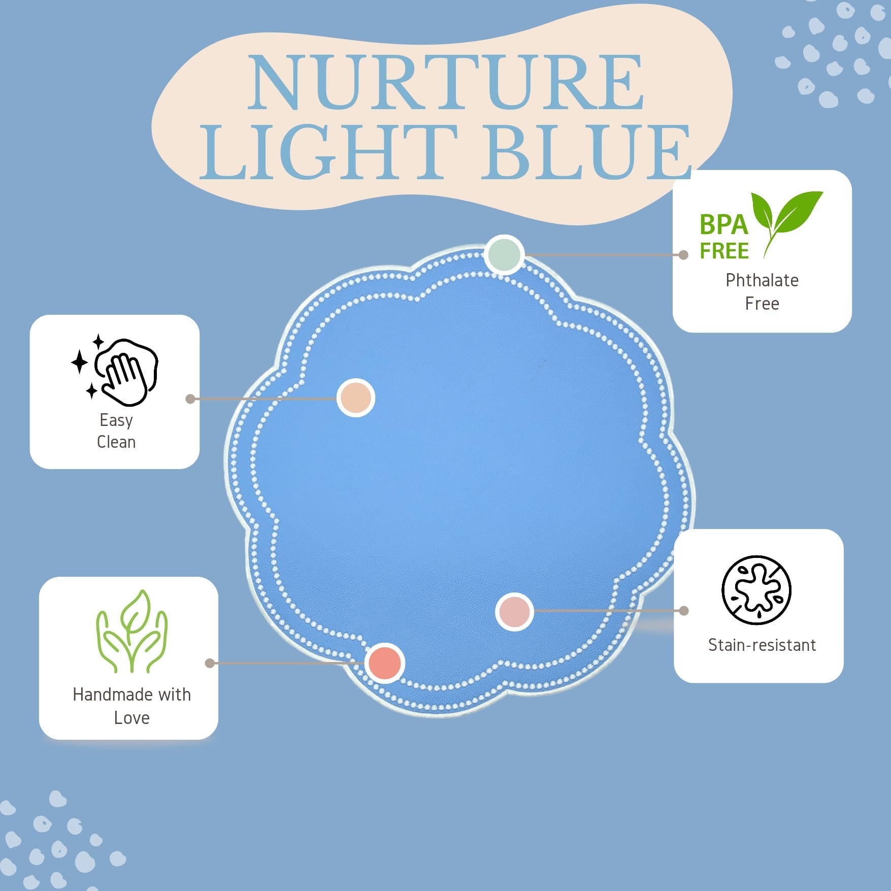 Nurture Light Blue Scalloped Leather Placemat