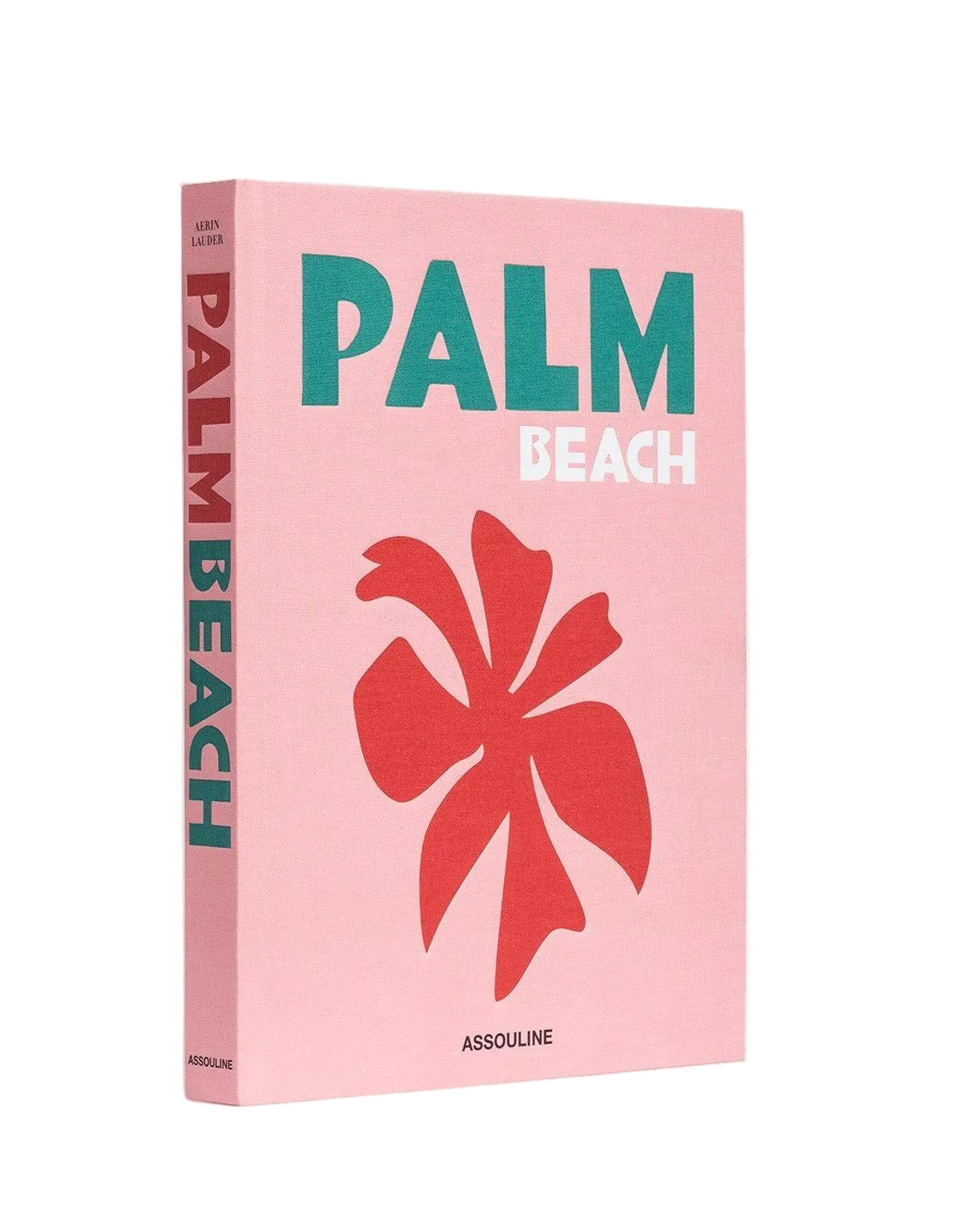 Book titled 'Palm Beach' with a pink cover and red flower design on a white background