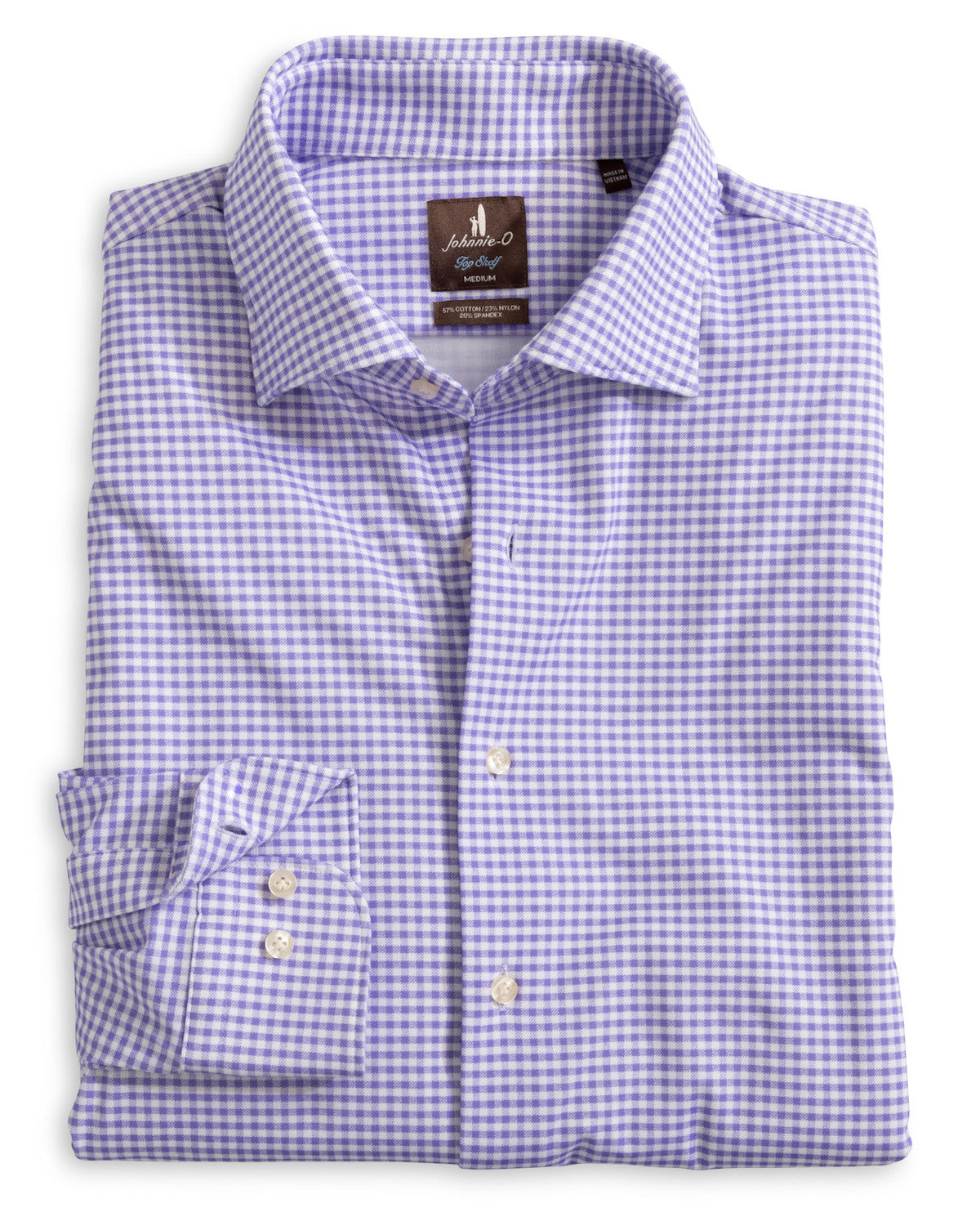 Top Shelf Gingham Check Cotton Blend Button-Up Shirt - Albro