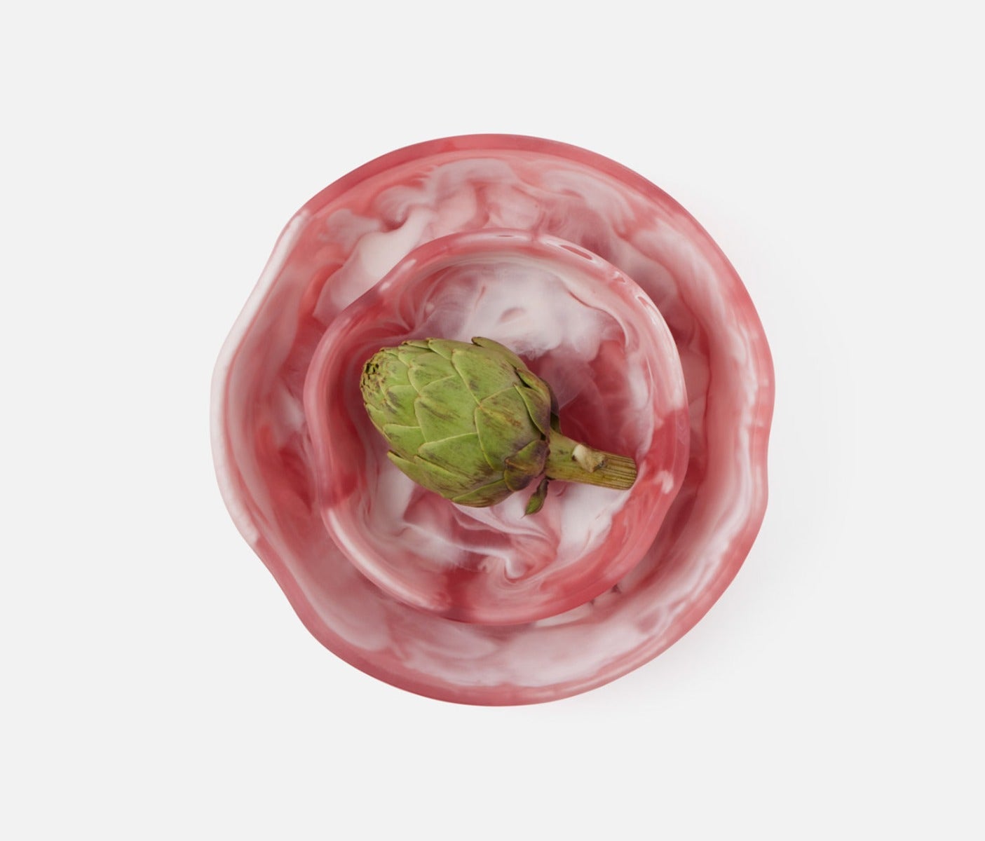 Beatrix Pink Swirled Resin Serving Bowls