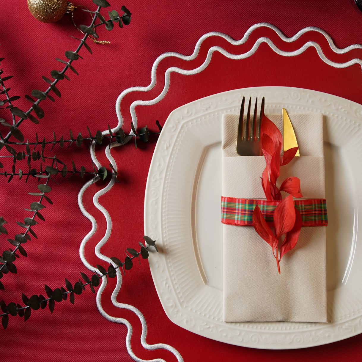 Solace Red Faux Leather Placemat