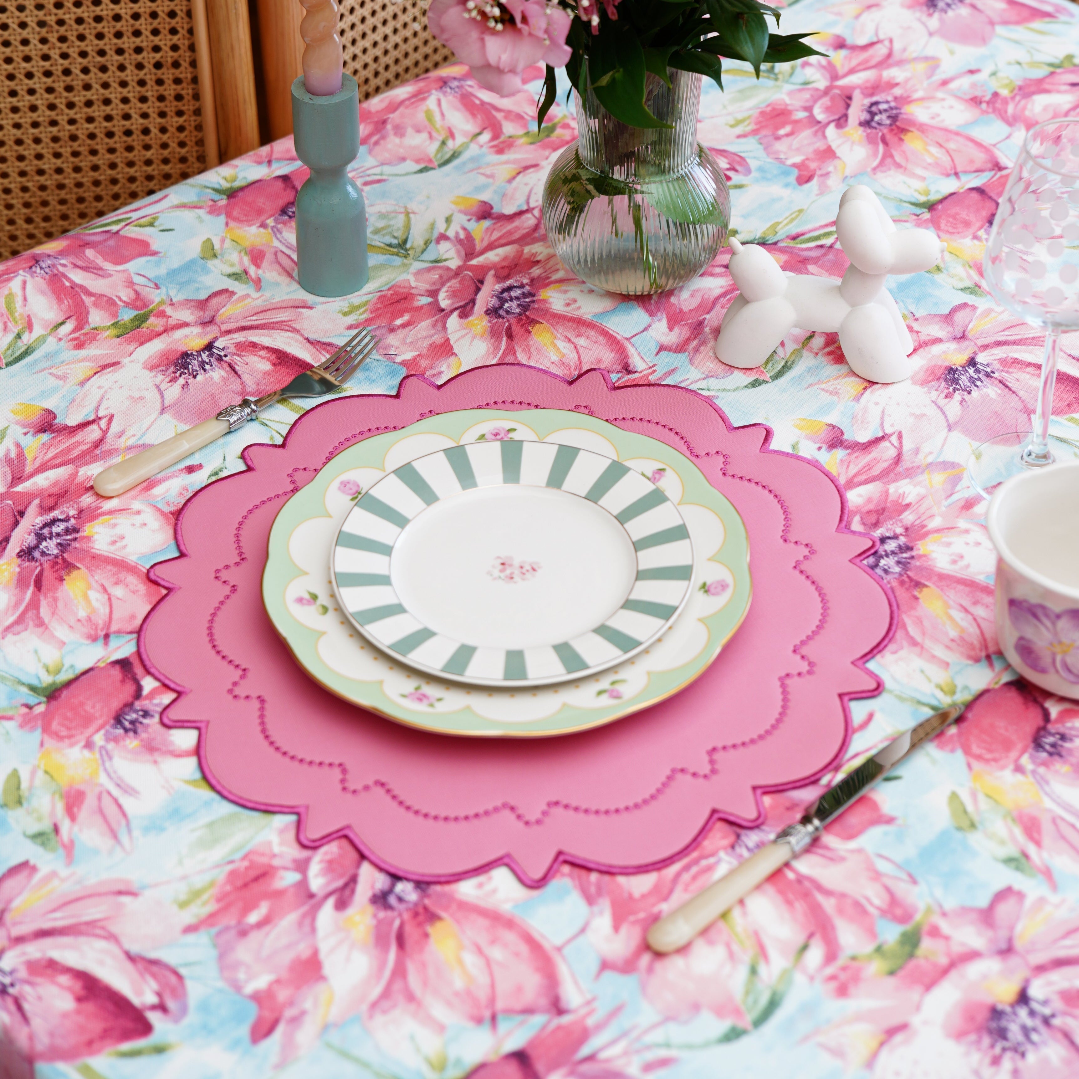 Solstice Pink Scalloped Faux Leather Placemat